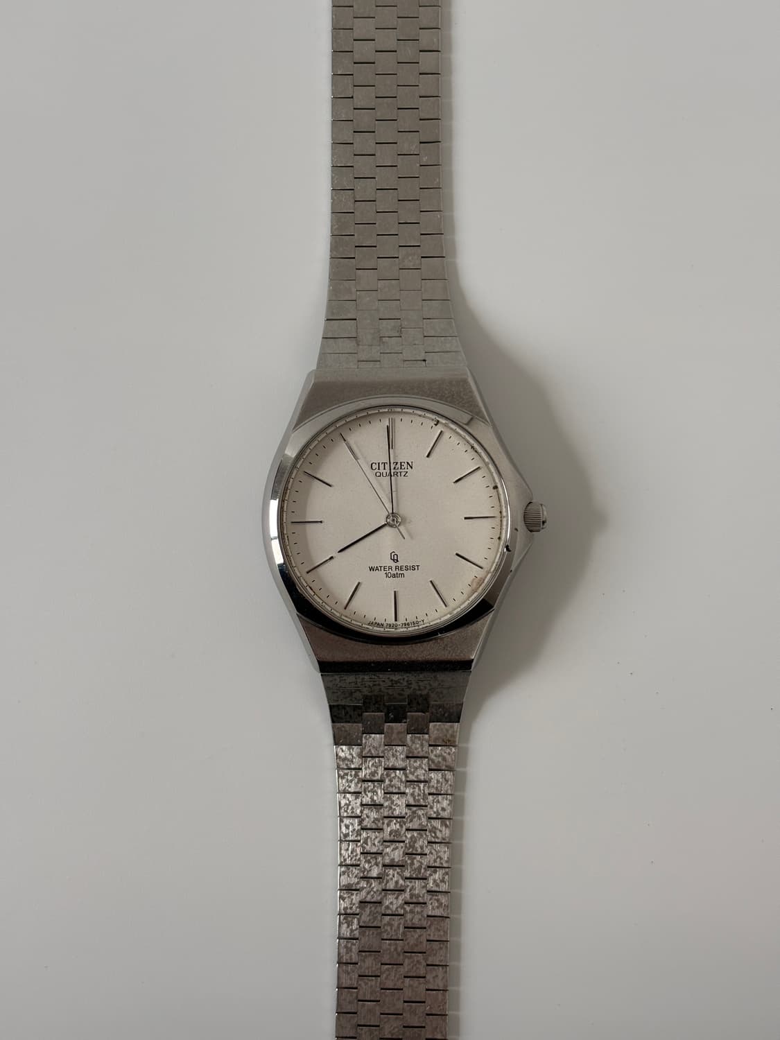 CITIZEN 빈티지 시계 1980년대 CQ 크리스트론 실버 텍스쳐 쿼츠 상품이미지3
