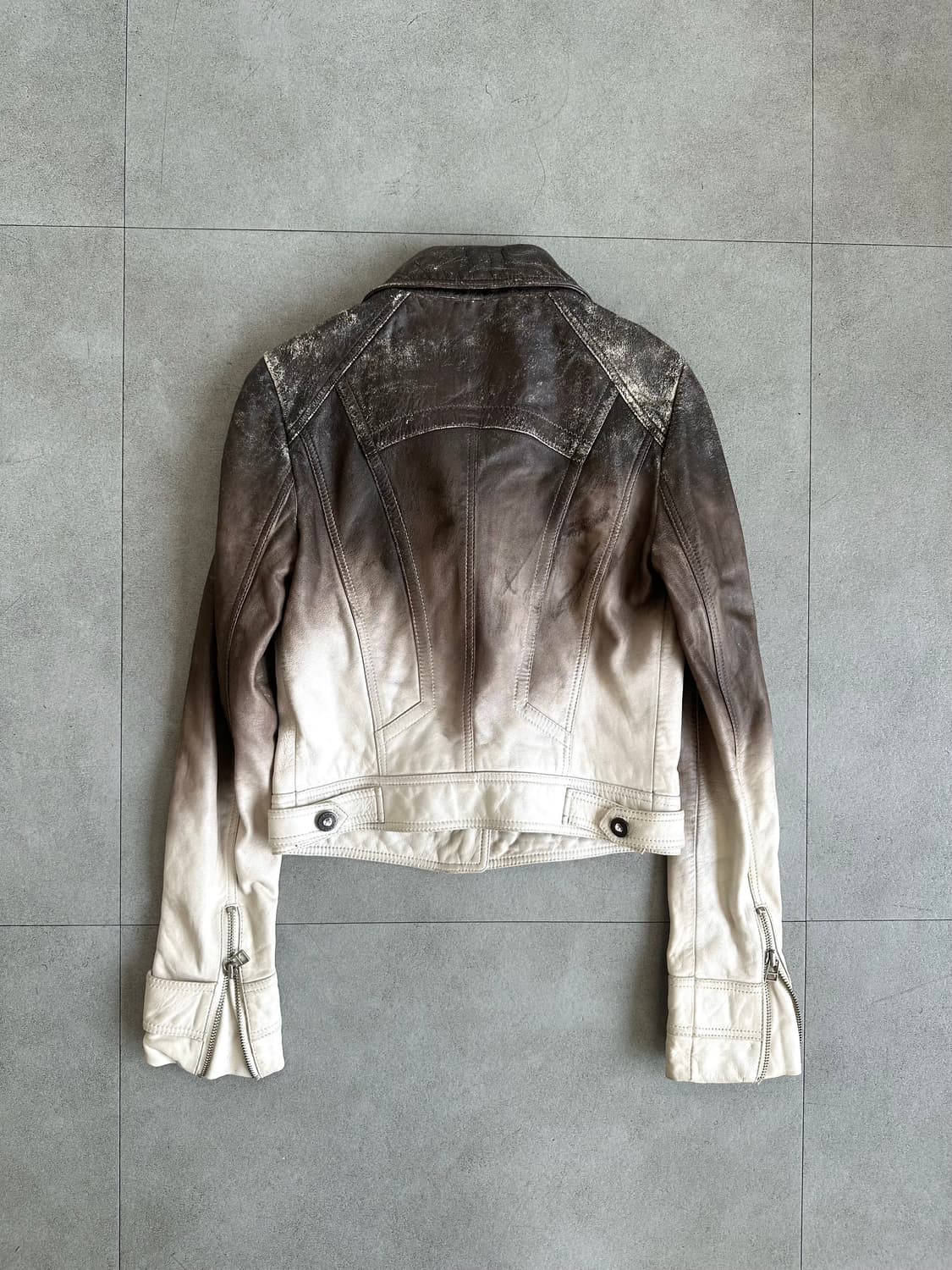 JPN VTG 디스트로이드 램스킨 브라운 레더 자켓 상품이미지3