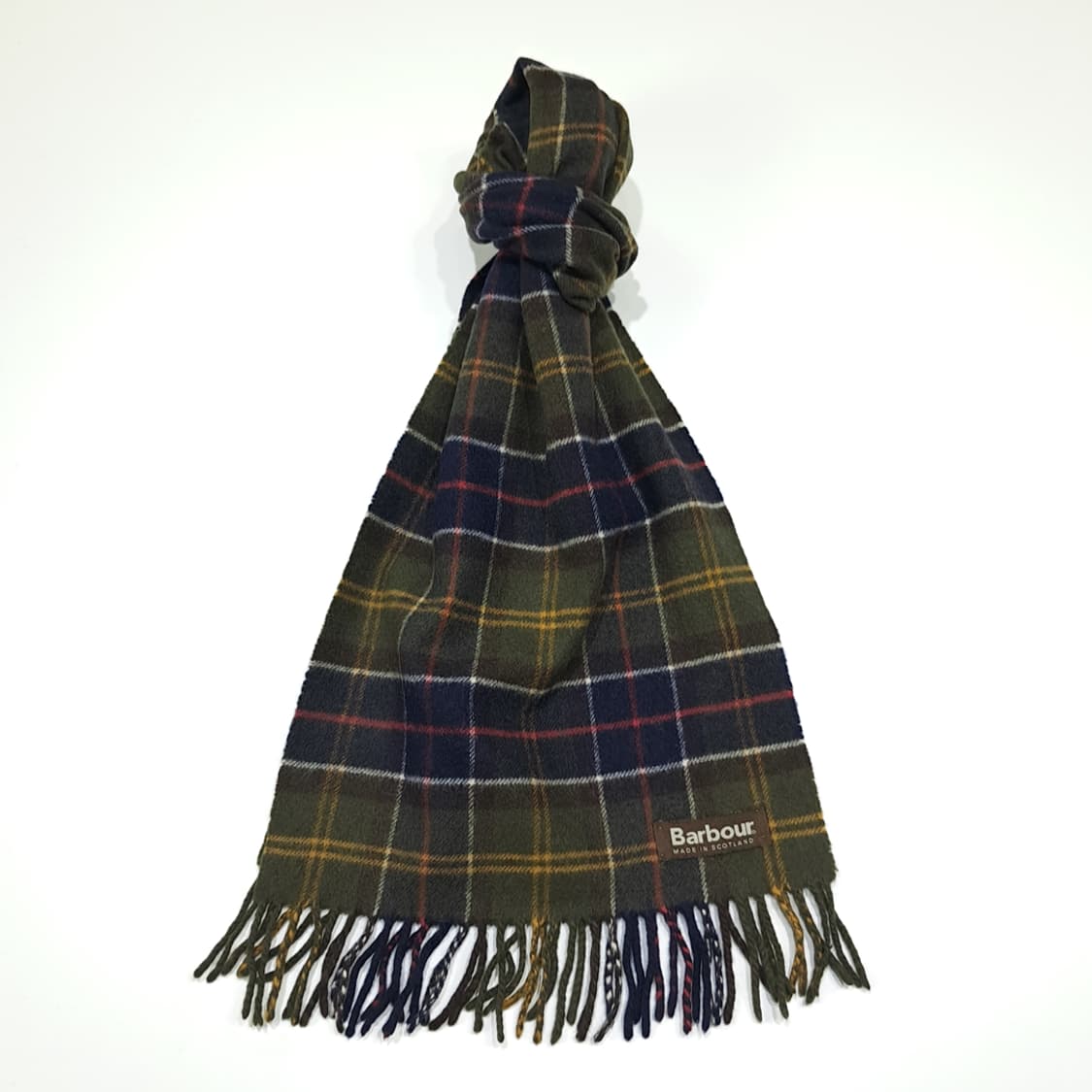 MX569 바버 90s 스코틀랜드판 울 타탄체크 올리브 머플러 목도리 상품이미지1