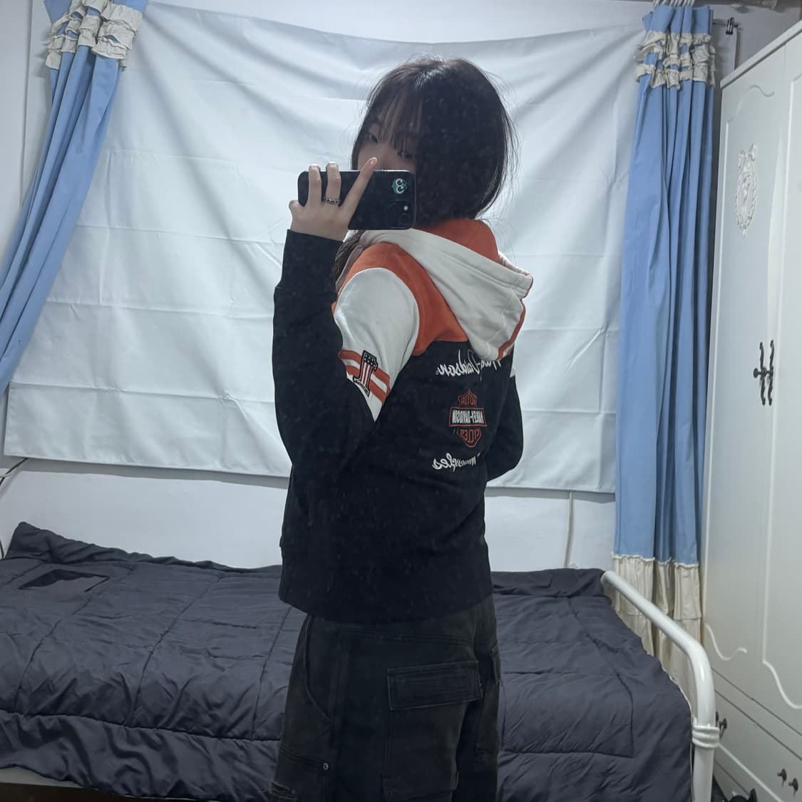 할리데이비슨 배색 후드집업 상품이미지3