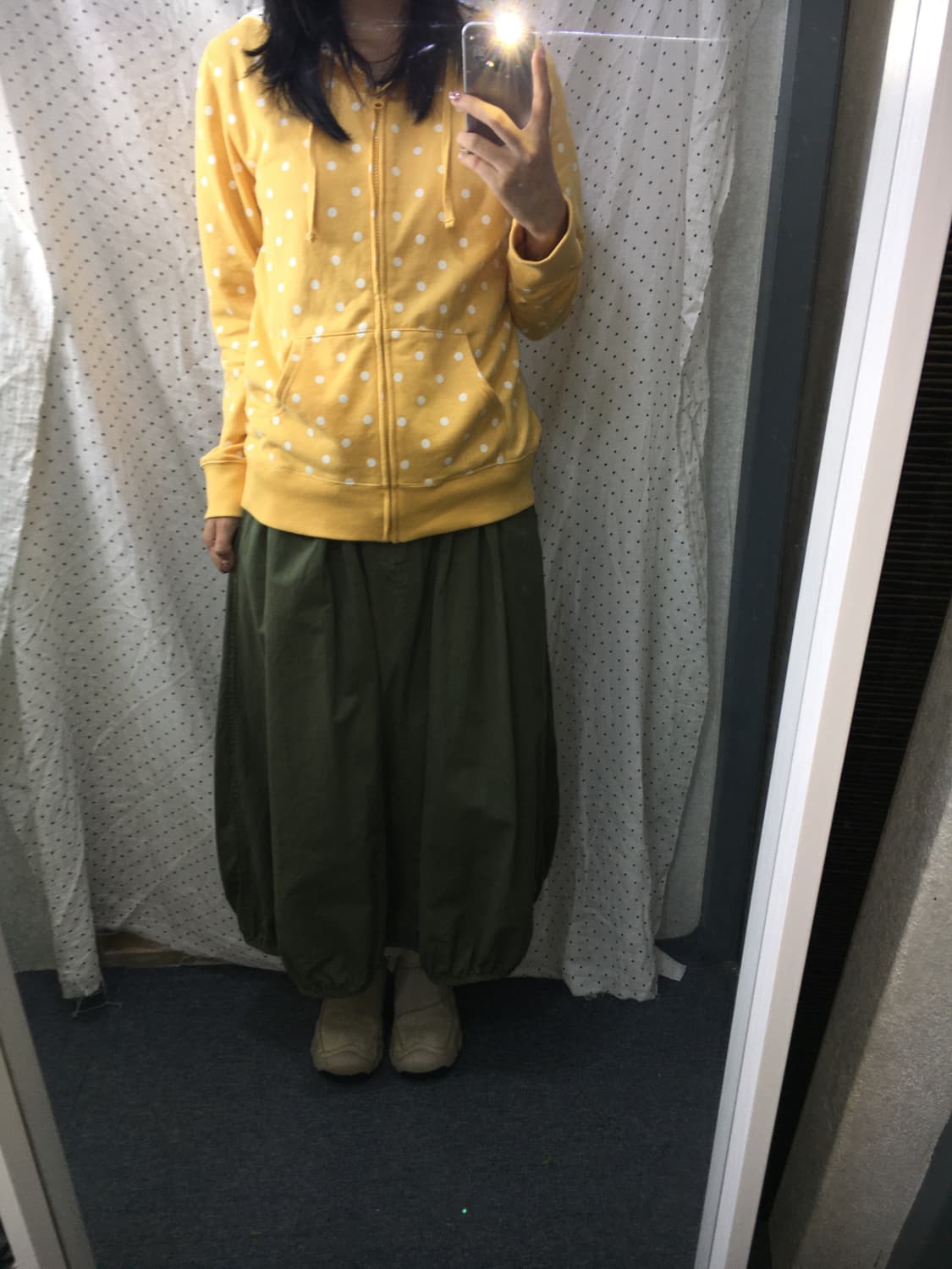 카키 벌룬 롱 스커트 상품이미지2