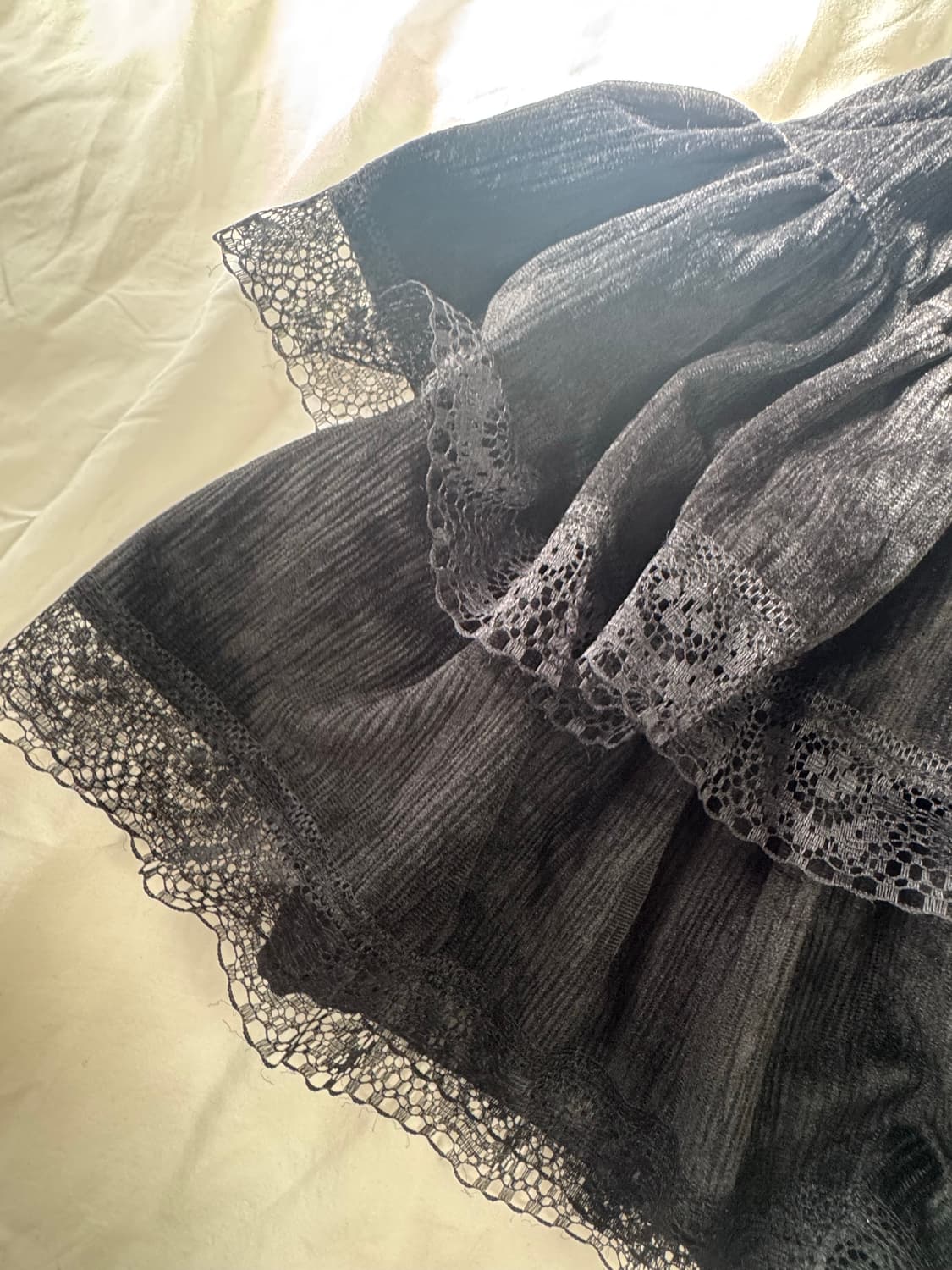 🎀귀염뽀짝여친재질st🎀 수플레 레이스 골덴 스웨이드 밴딩 캉캉 플레어 상품이미지5