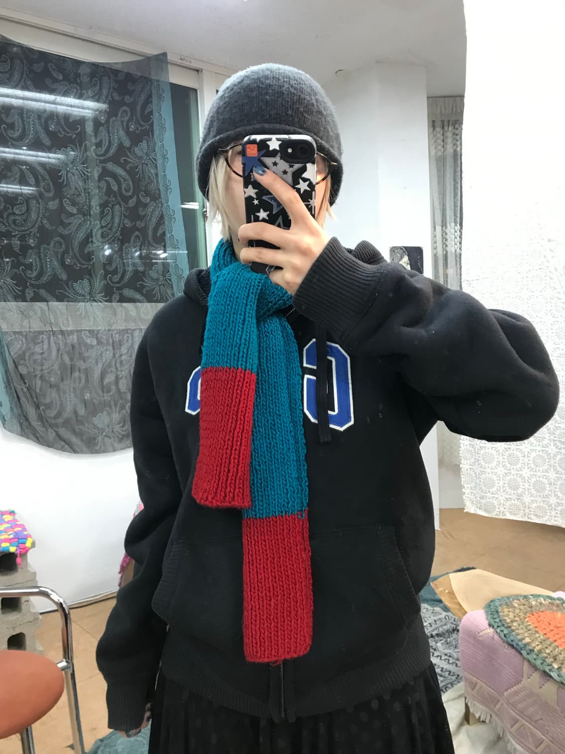 빈티지 투톤 배색 니트 머플러 목도리  상품이미지2