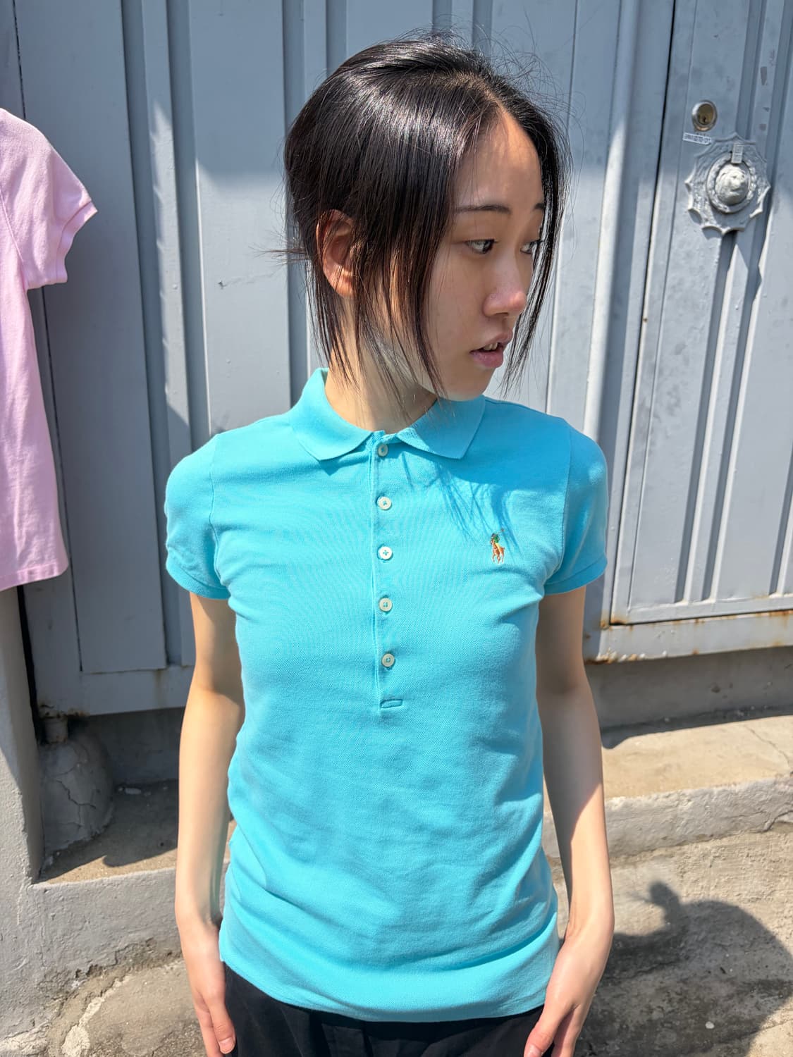 Ralph Lauren 슬림핏 블루 폴로 티셔츠 상품이미지3