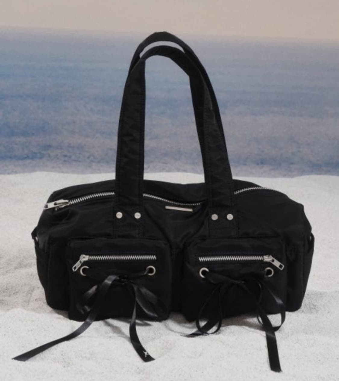 낫노잉 더블 리본 카고 더플백 블랙  상품이미지1