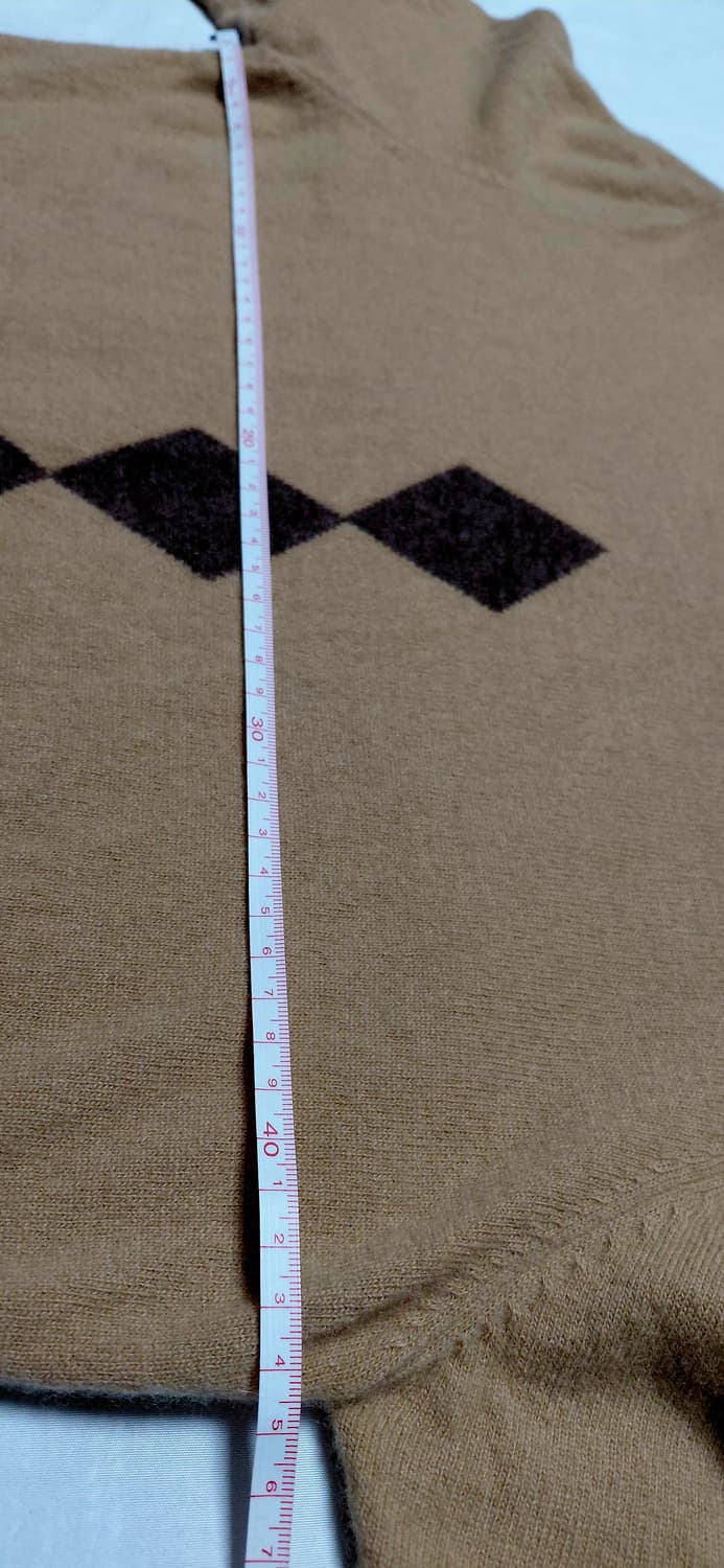 (울 100%) IY BASICS 아가일 패턴 반팔 터틀넥 니트 상품이미지9