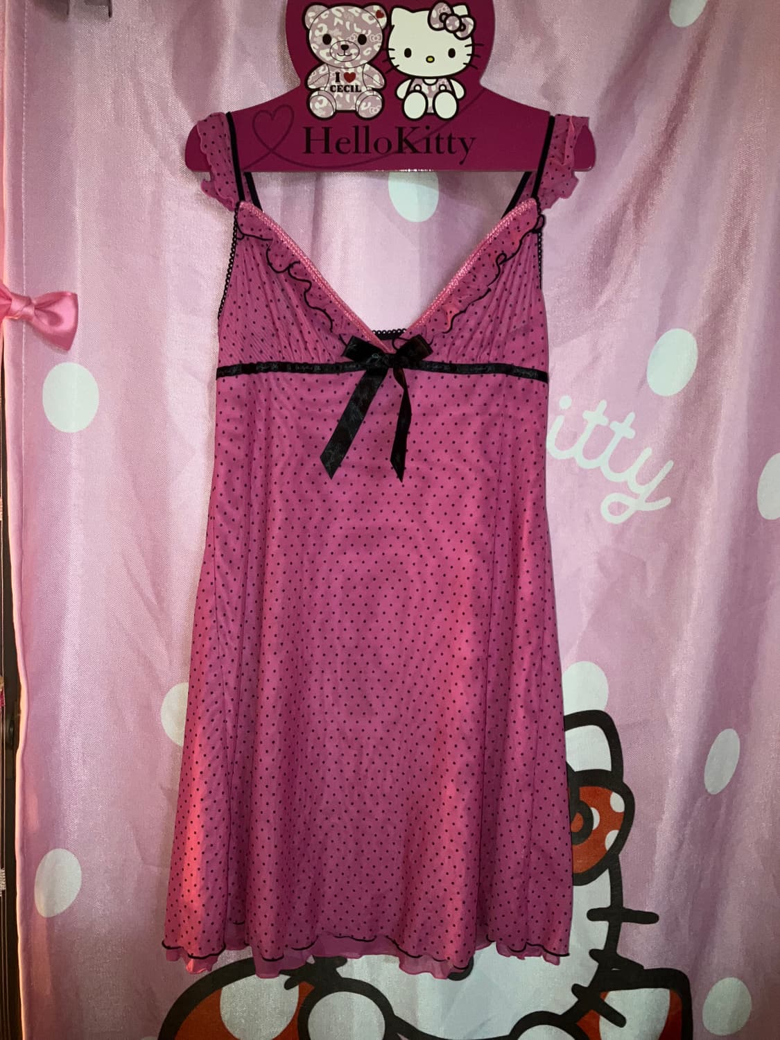 jpn 핫핑크 도트 슬립 원피스 상품이미지2