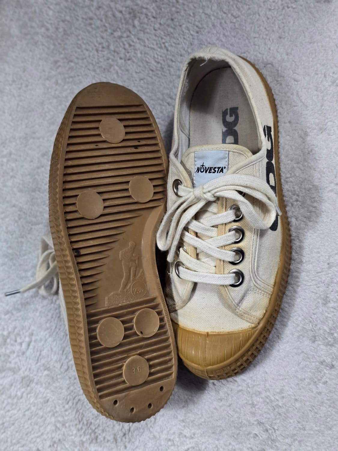 꼼데가르송 X 노베스타 CDG 캔버스 스니커즈 아이보리 36사이즈 상품이미지5