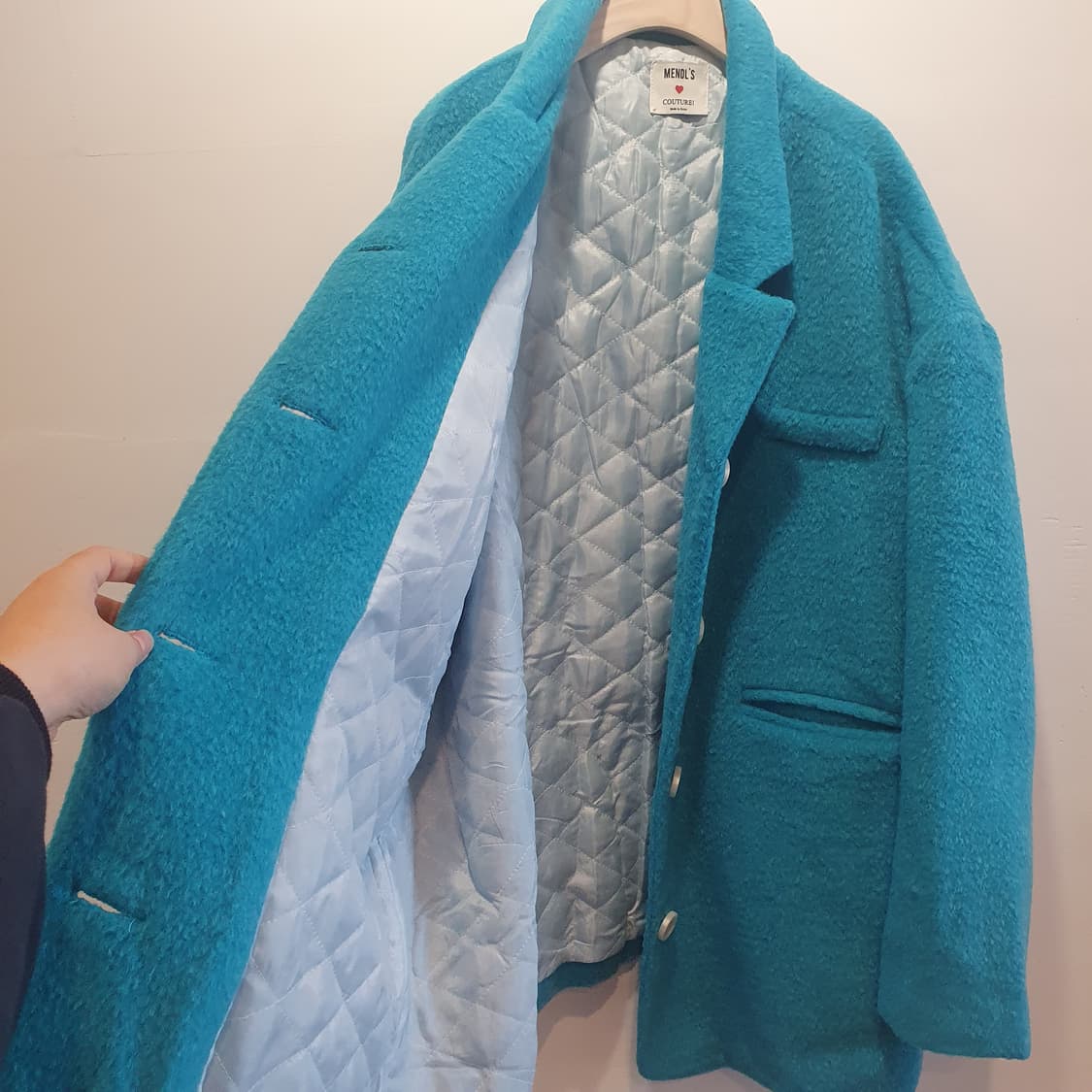 오버핏 블루 양모 코트 상품이미지4