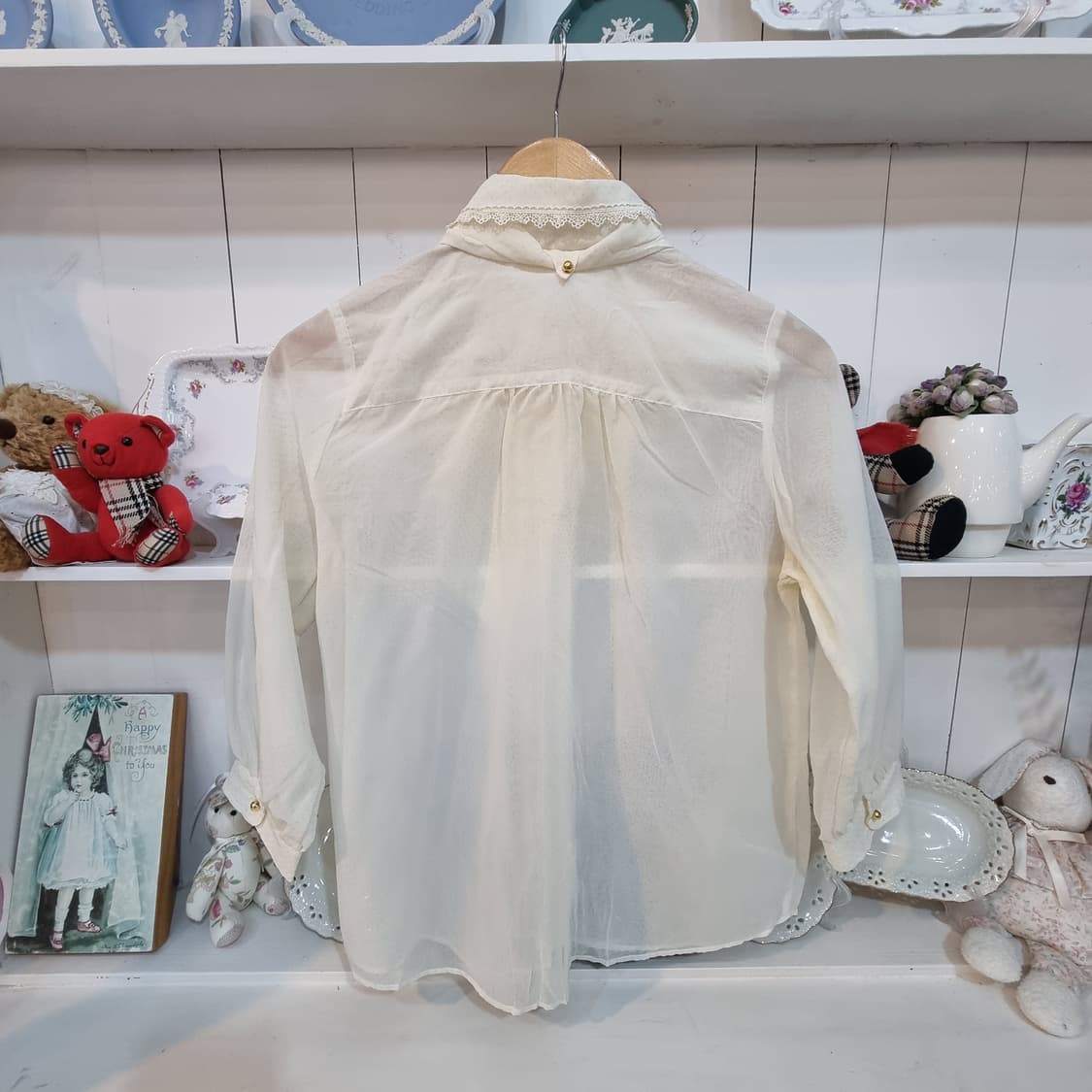 도트 시스루 리본 블라우스 상품이미지5