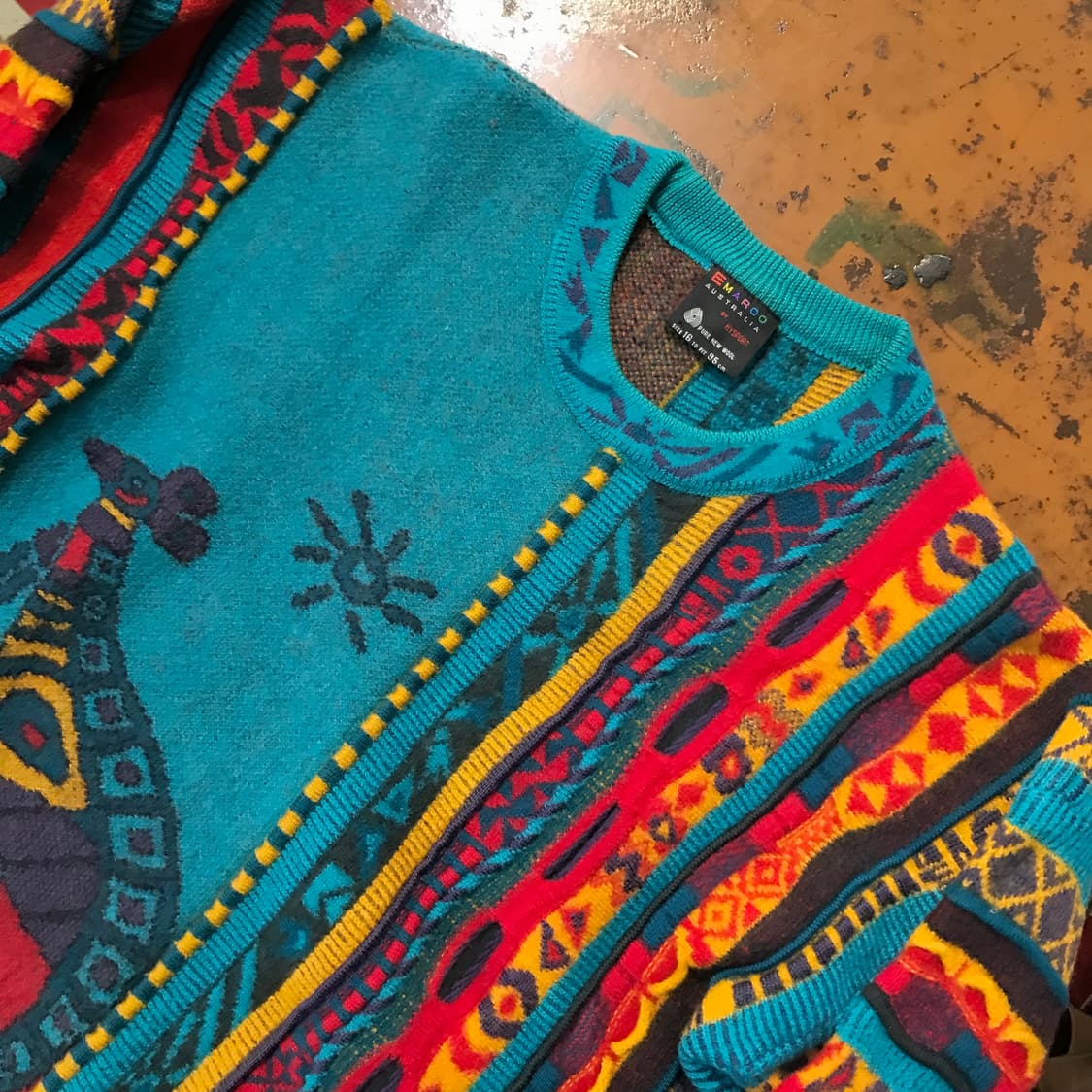 호주 빈티지 청록색 아이코닉 패컨 퓨어 울 스웨터 여성 66 남성 100 상품이미지2