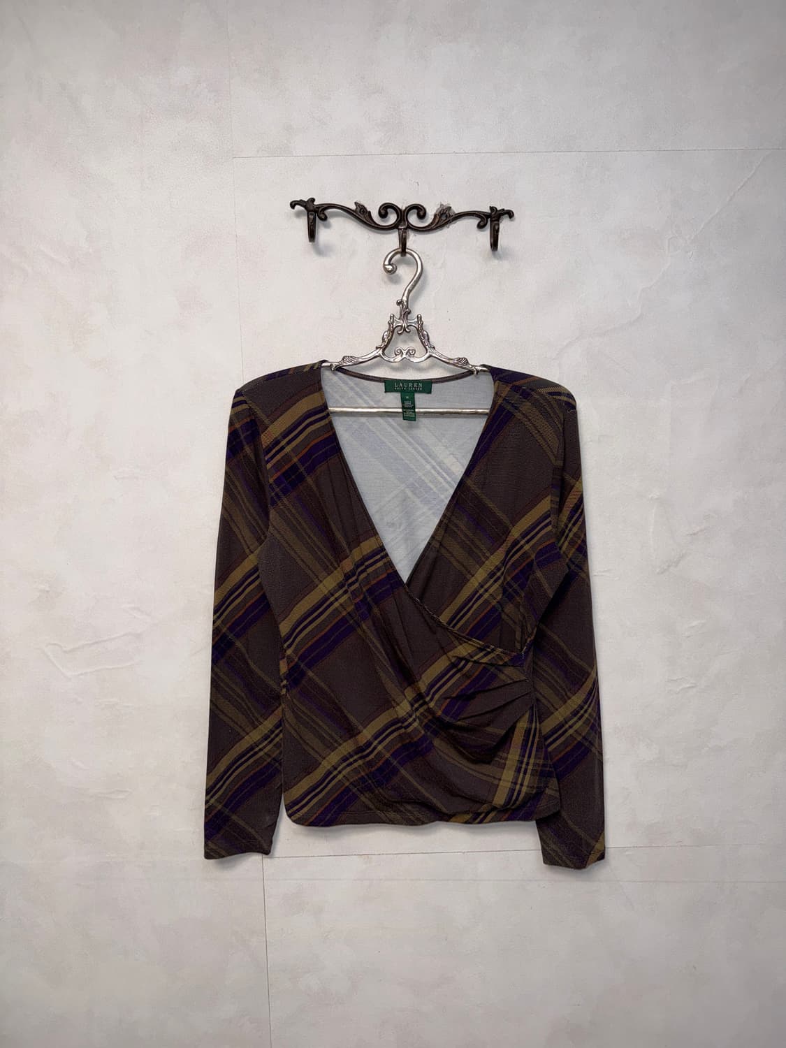 Ralph Lauren purple beige check wrap 슬리브 상품이미지1