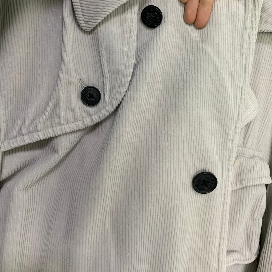 버버리 블루라벨 코듀로이 빈티지 자켓 그레이 아이보리 체크 안감 M 상품이미지4