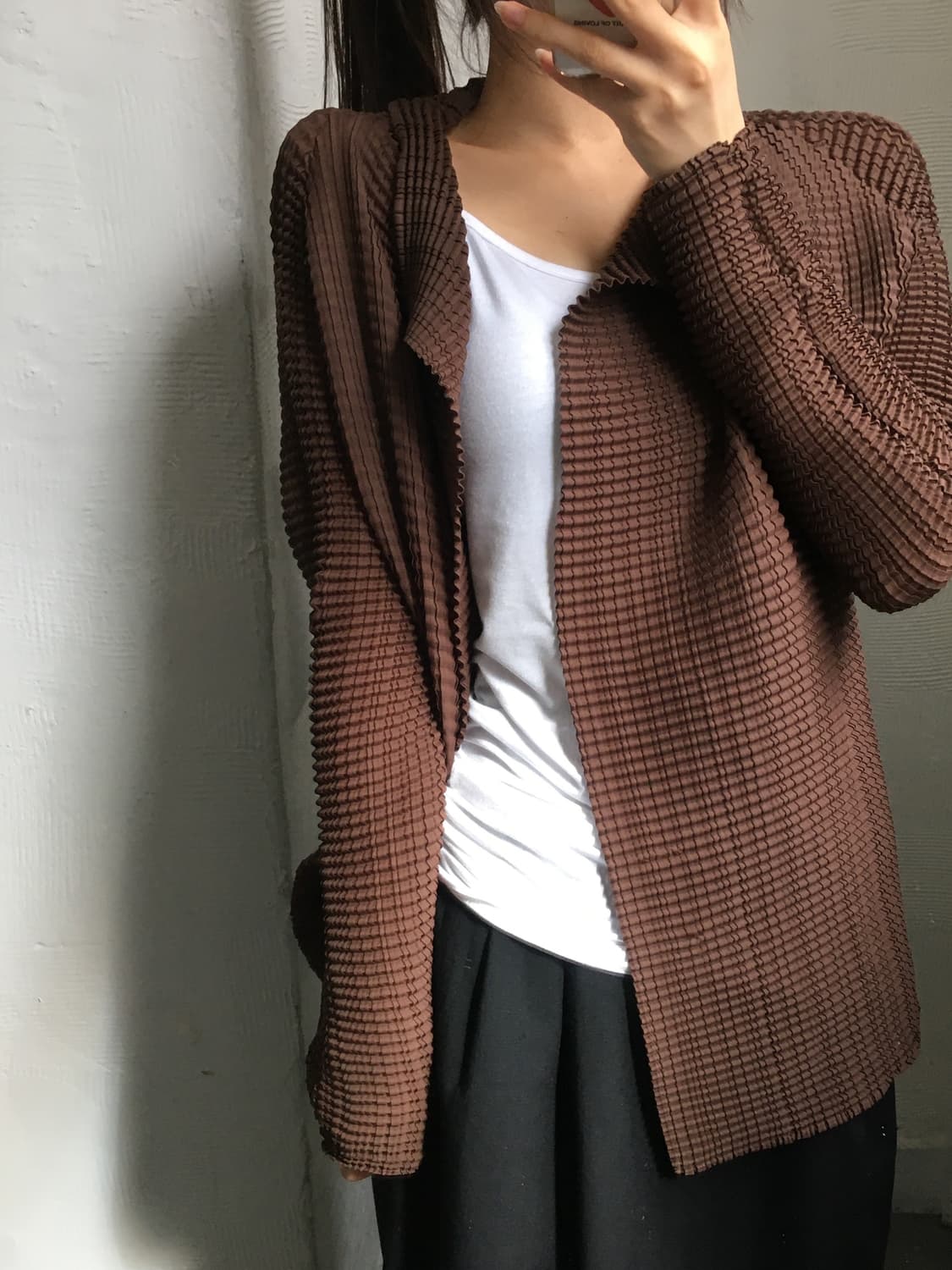 Issey Miyake 이세이미야케 플리츠 브라운 오픈 가디건 상품이미지2