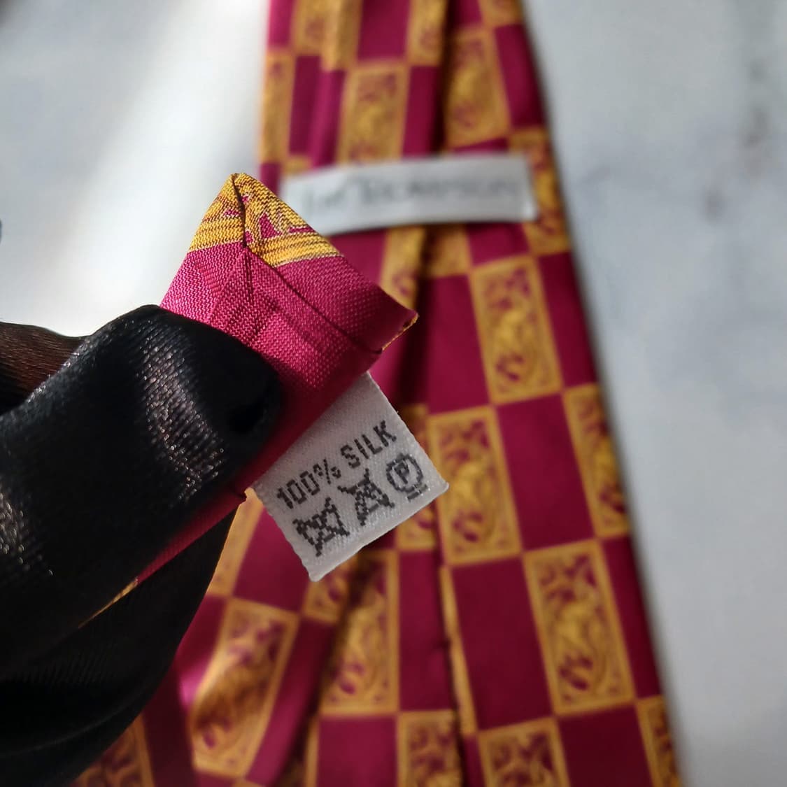 짐 톰슨 실크 레드 코끼리 패턴 넥타이 9.2cm A+등급 E718 상품이미지9