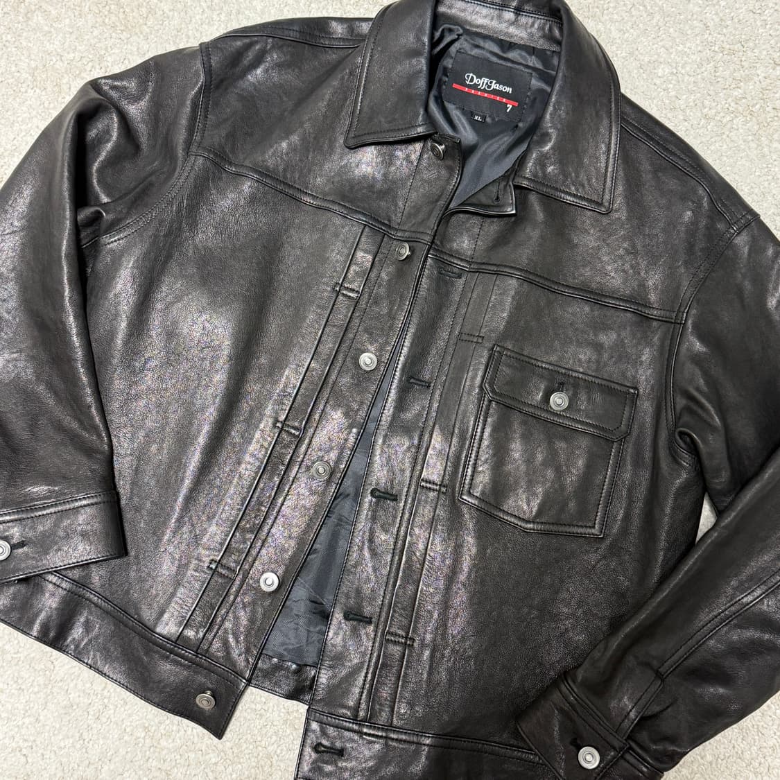 도프제이슨 프리미엄 베지터블 스터드 트러커 가죽자켓 XL 상품이미지4