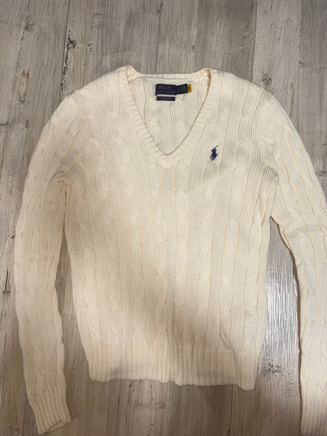 폴로 랄프로렌 케이블 브이넥 니트 베이지 상품이미지1