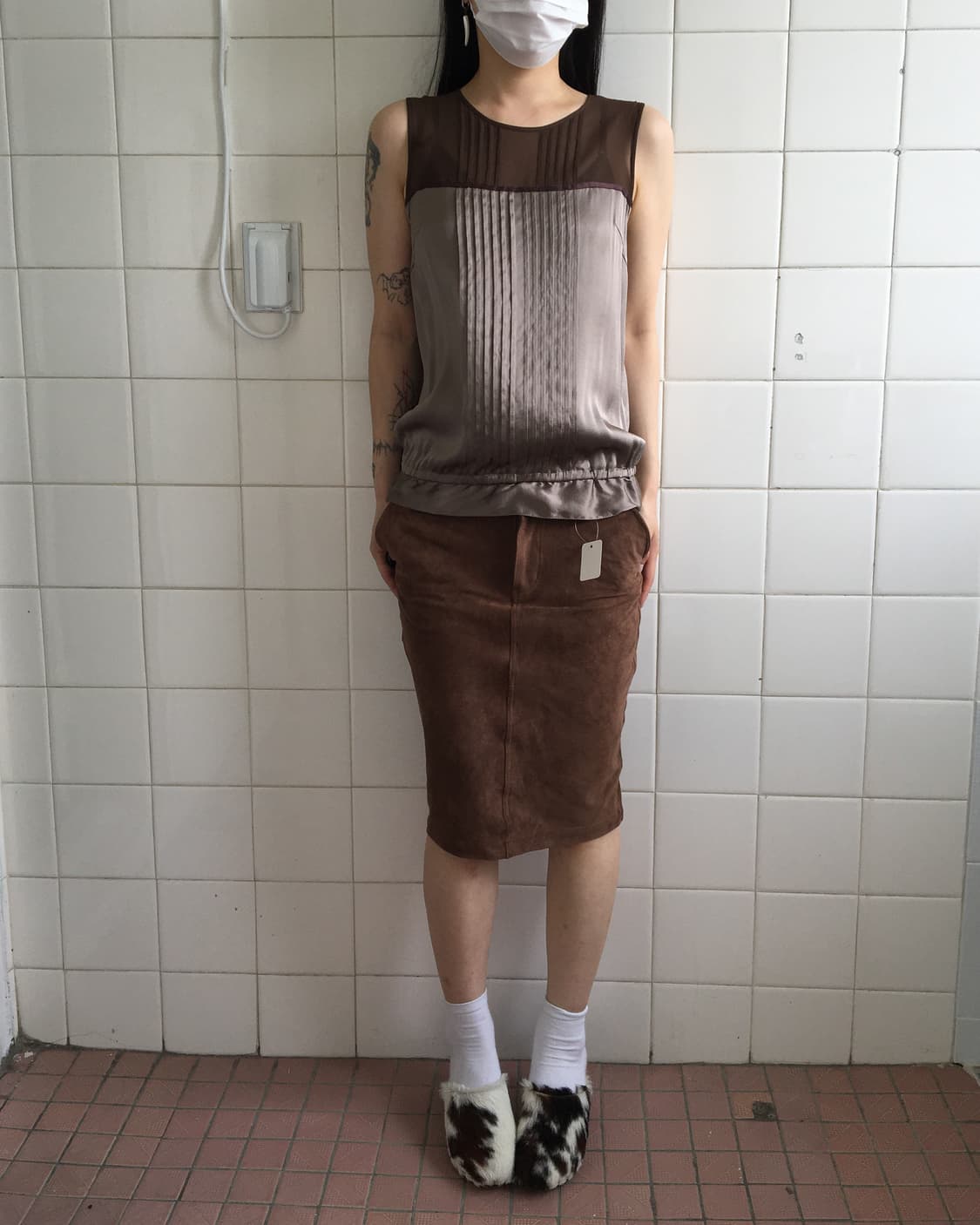 Glossy layered sleeveless 상품이미지1