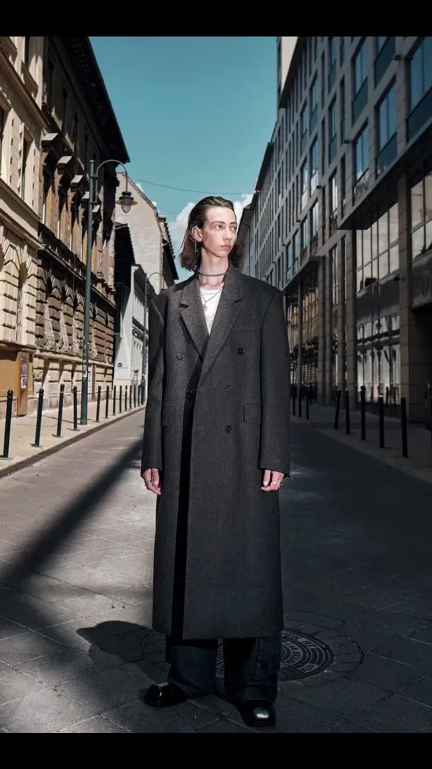 엘무드)그레이 웨일 더블 코트 색상 미드 그레이46 상품이미지1