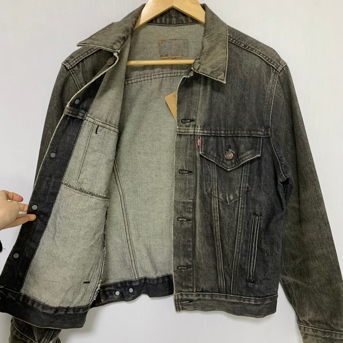 리바이스 데님 자켓 워싱 블랙 빈티지 청자켓 남녀공용 상품이미지4