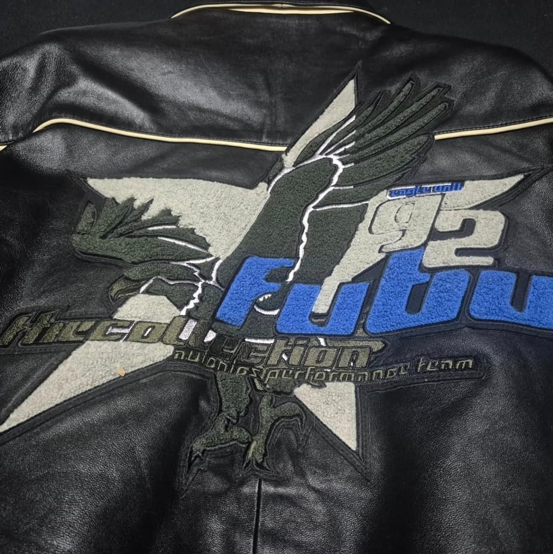 90's 후부 FUBU 독수리 올드스쿨 패치 레더 가죽자켓 L 상품이미지2