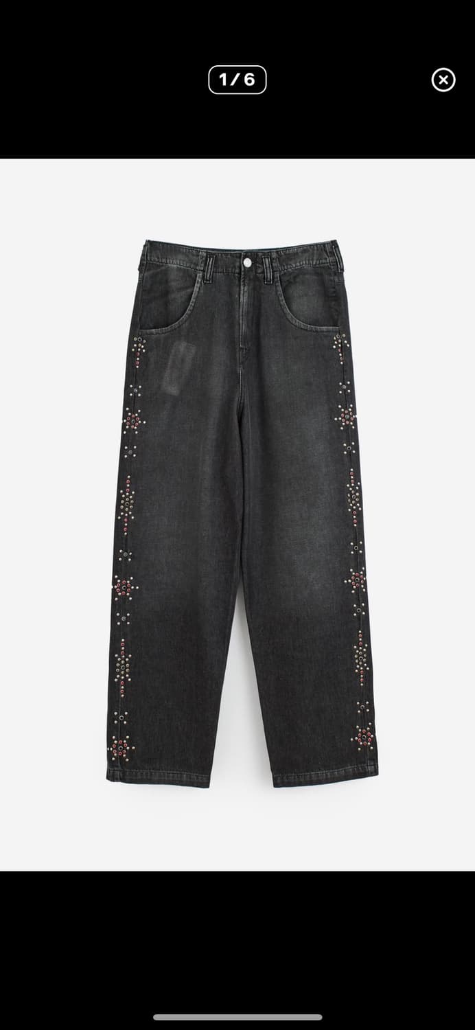 블루마블 스터드 데님팬츠 상품이미지1