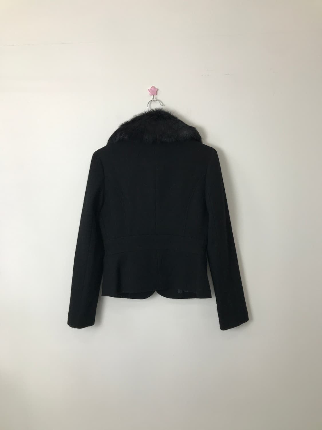 any SiS Black Wool Fur Collar Coat 상품이미지5