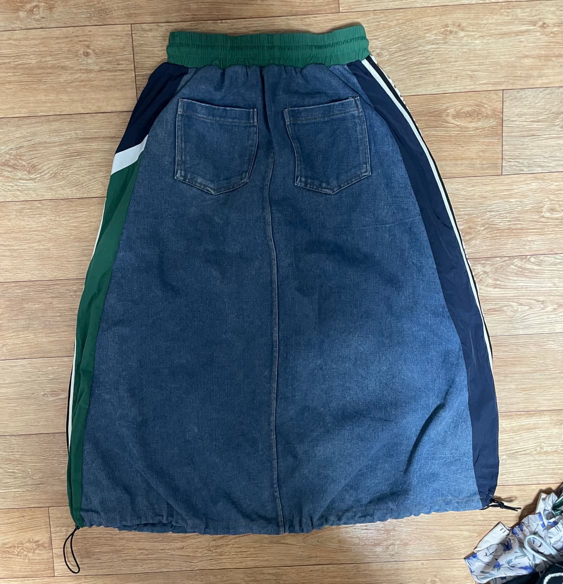 데님 청 믹스 패치 커스텀 롱스커트 치마 상품이미지2