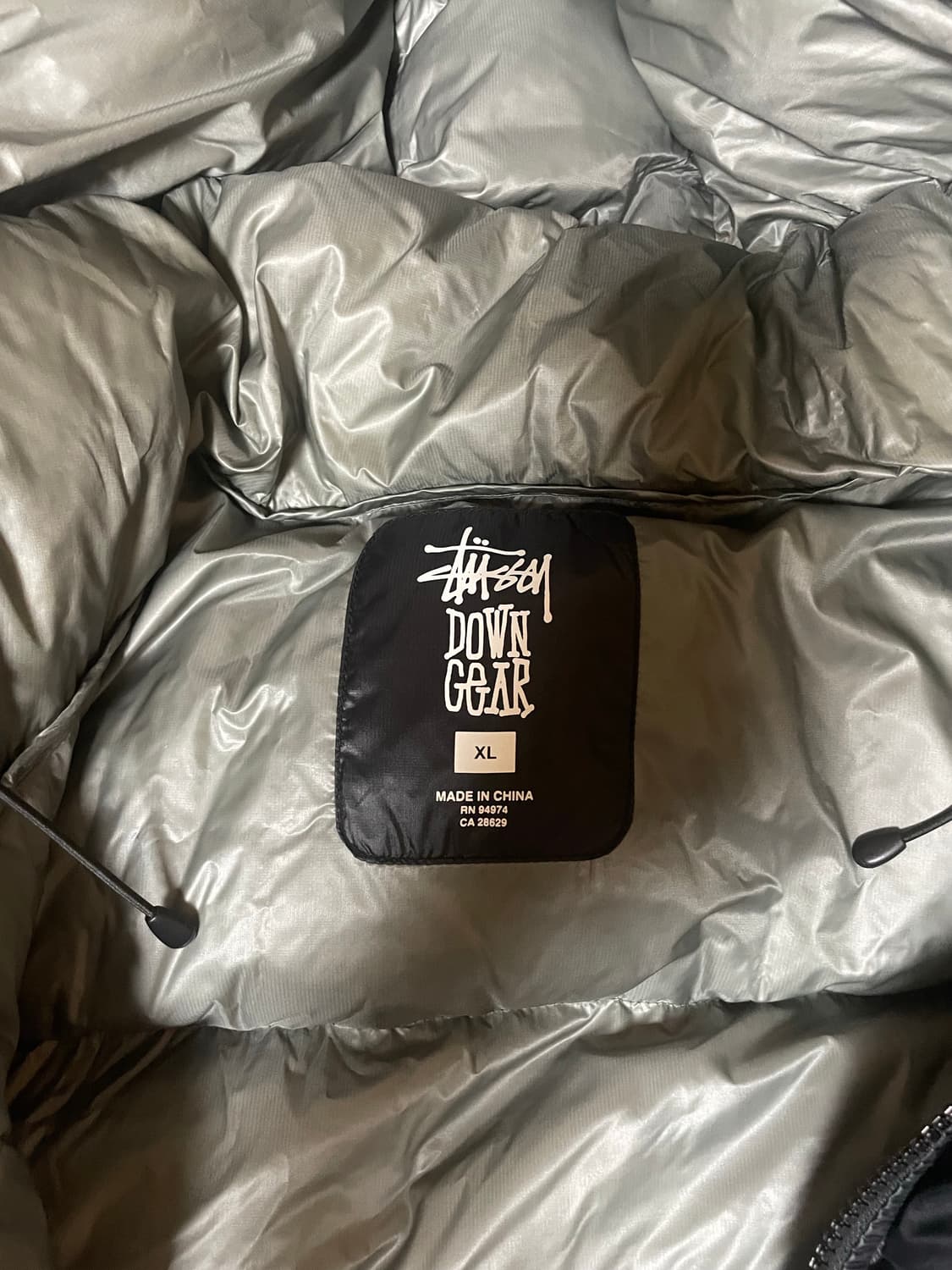 스투시 다운 패딩 마이크로 립스탑 블랙 XL 상품이미지5