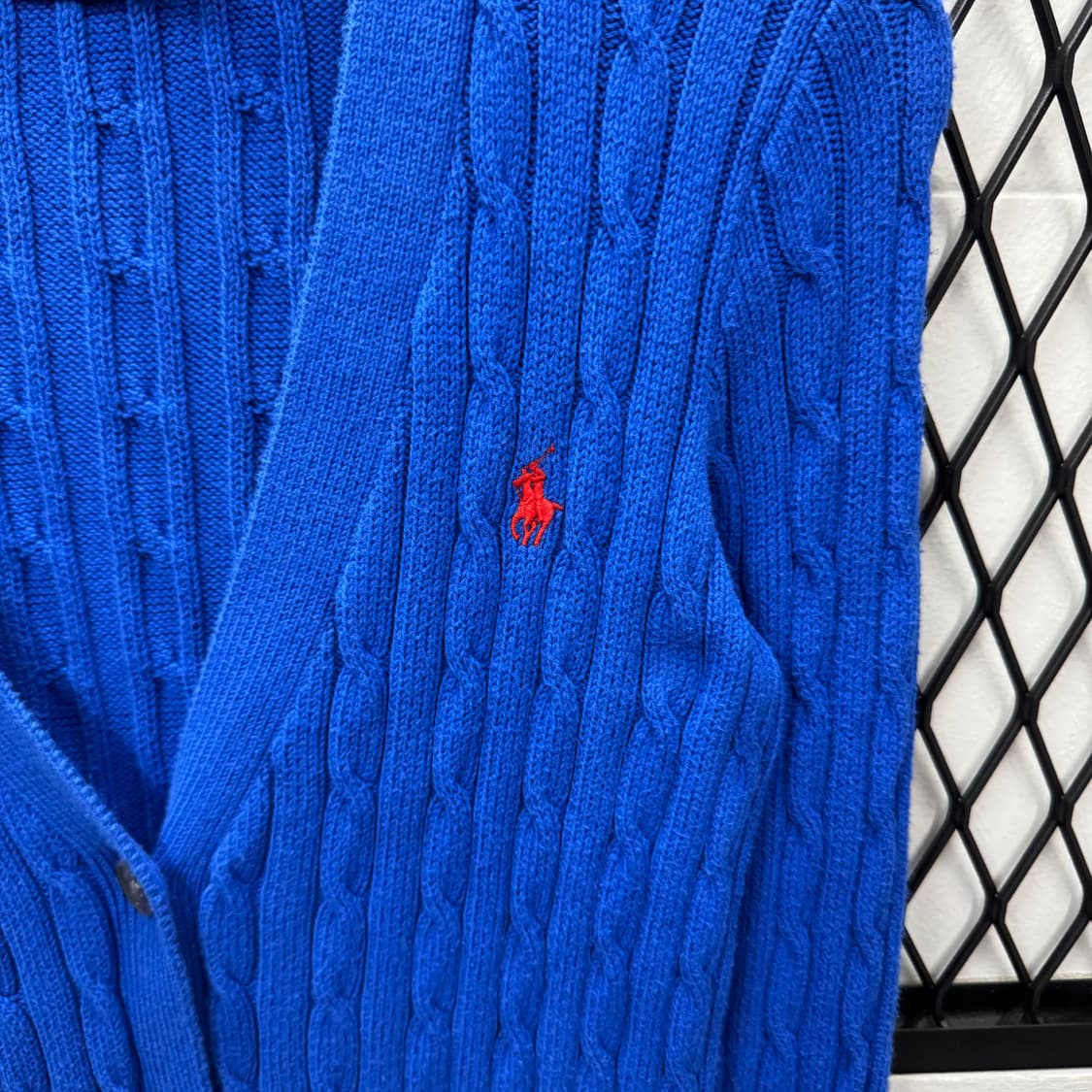 폴로 랄프로렌 케이블 니트 가디건 레드 포니 포인트 블루 상품이미지5