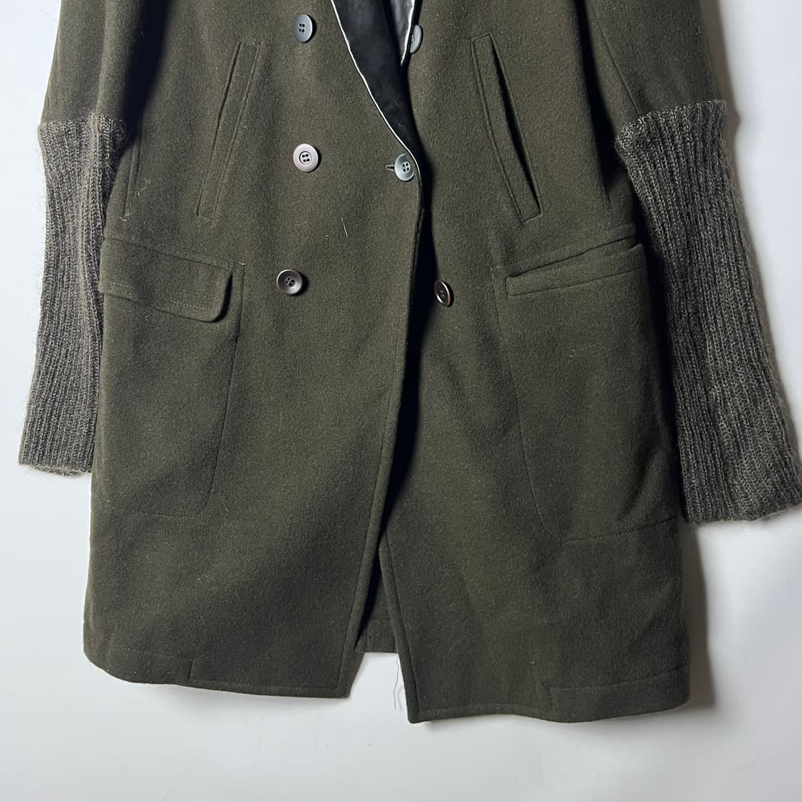 [UNDERCOVER]  13aw 언더커버 레더카라 모헤어믹스 코트 상품이미지4