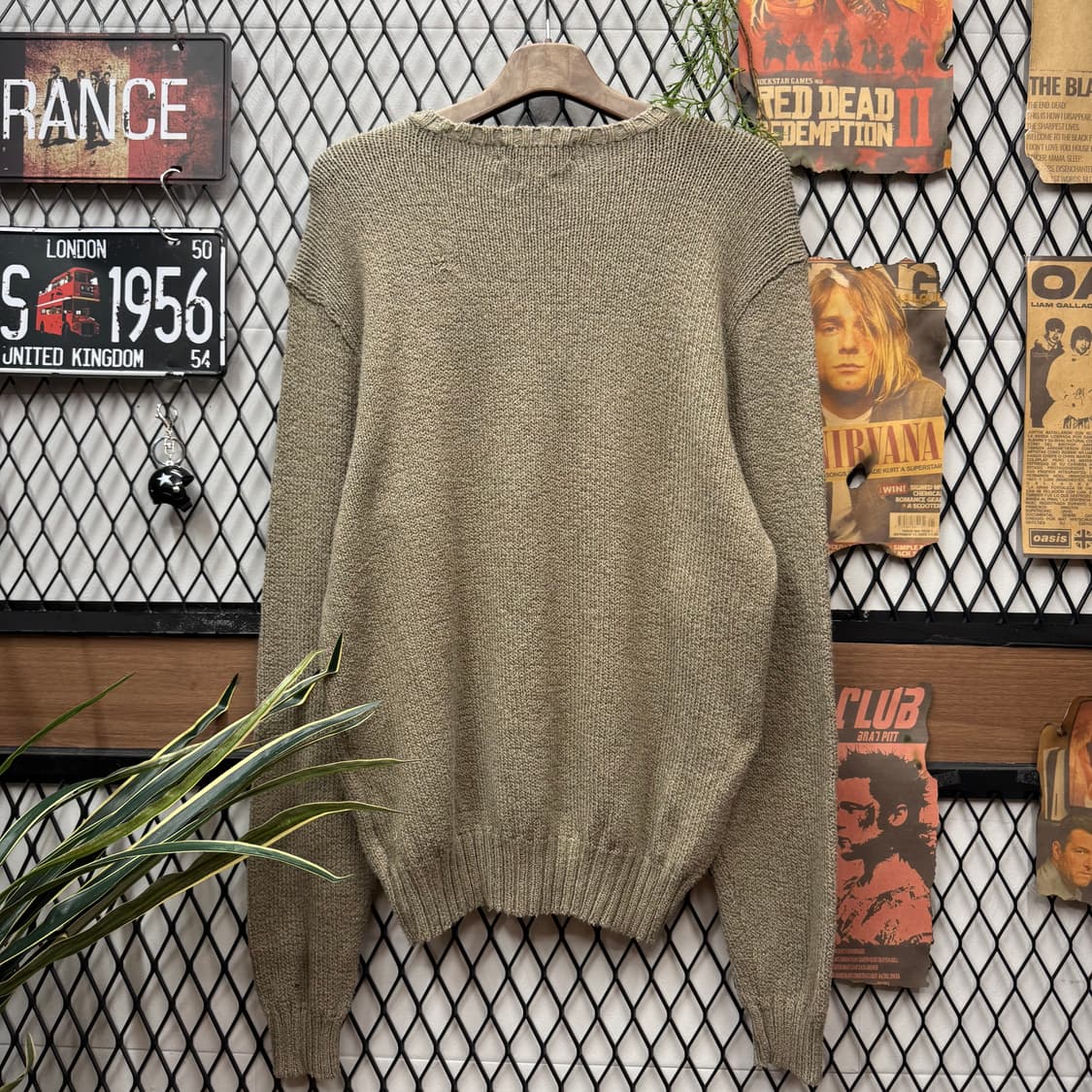 폴로 랄프로렌 니트 스웨터 네이비 포니 로고 포인트 라이트 카키 상품이미지2