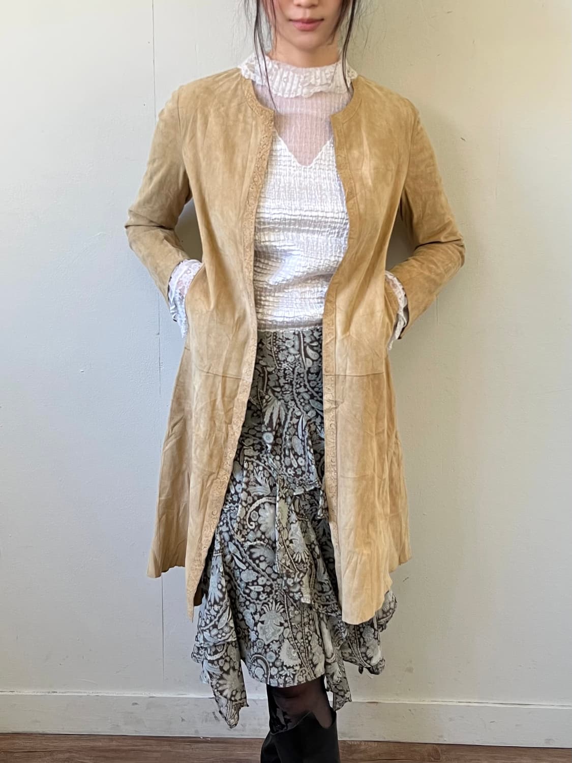 pure et joie 스웨이드 롱 자켓 상품이미지4