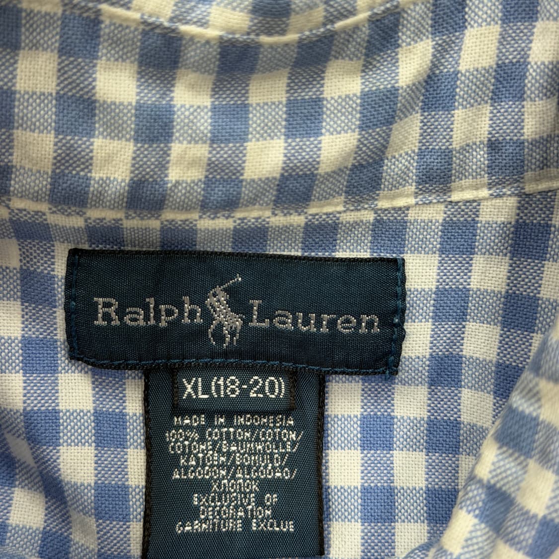 폴로 랄프로렌 포니 체크 반팔 셔츠 남방 블루 XL 상품이미지4