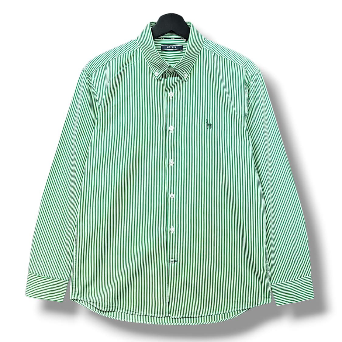 [100] 헤지스 그린&화이트 스트라이프 긴팔셔츠 상품이미지1