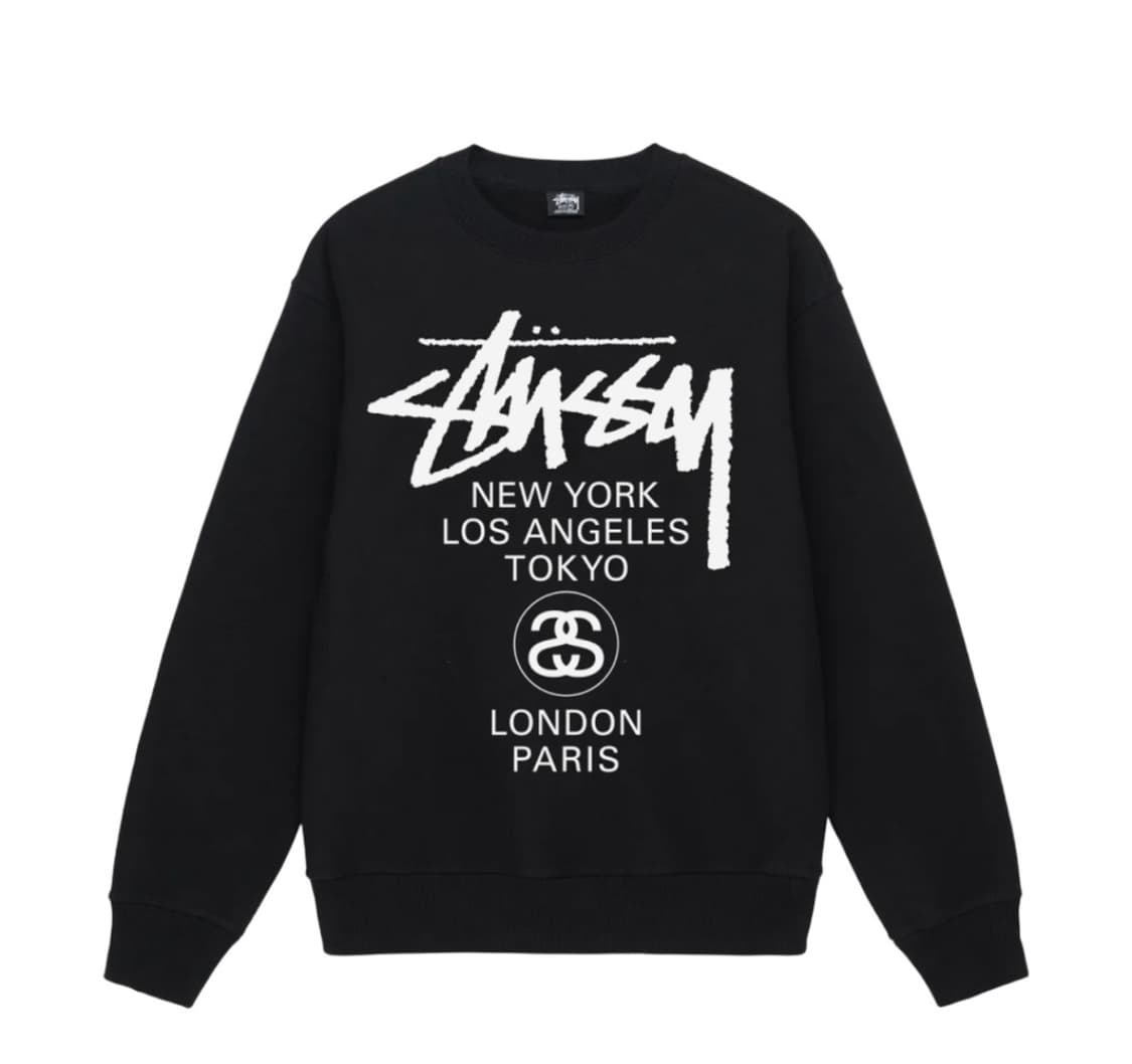 스투시 월드투어 맨투맨 크루넥 블랙 S 상품이미지1