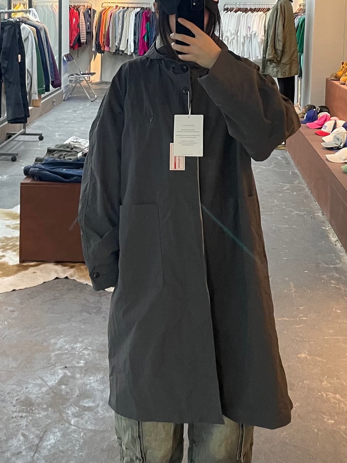 머드솔트 나일론 그레이 후드 코트 H2087 상품이미지3