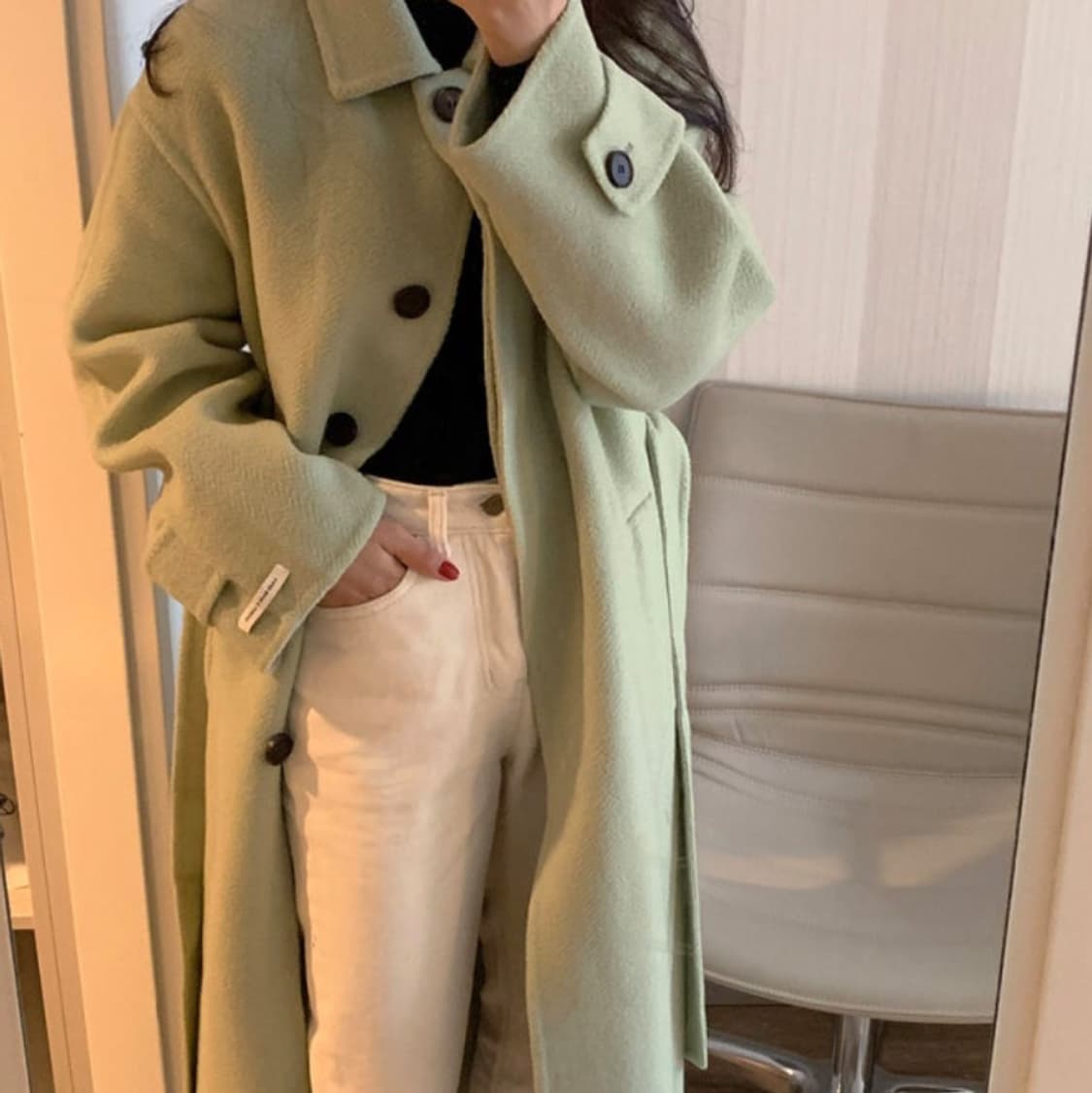 원로그 메론 핸드메이드 롱 코트 상품이미지4