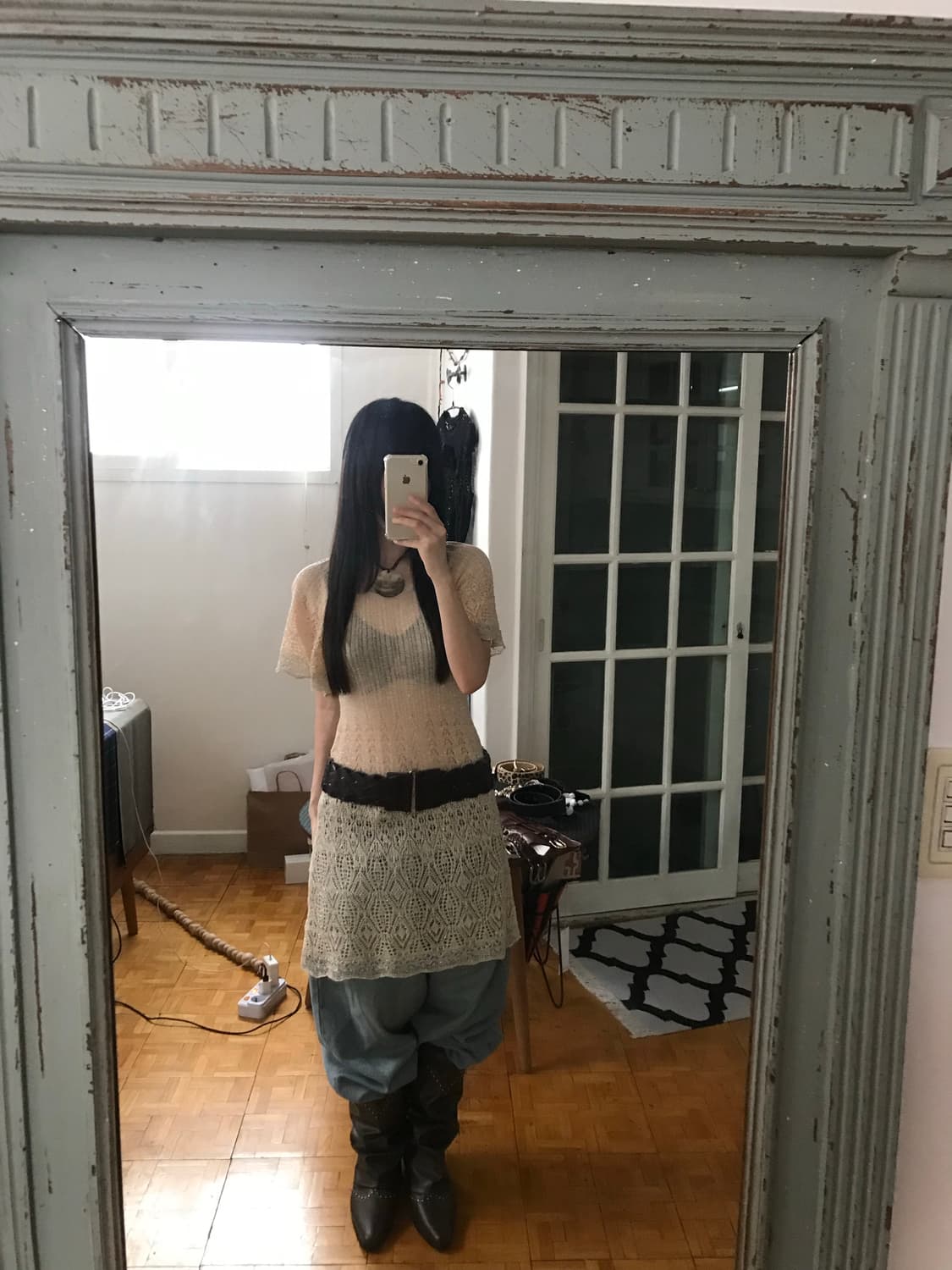 vintage see-through pearl knit 상품이미지4