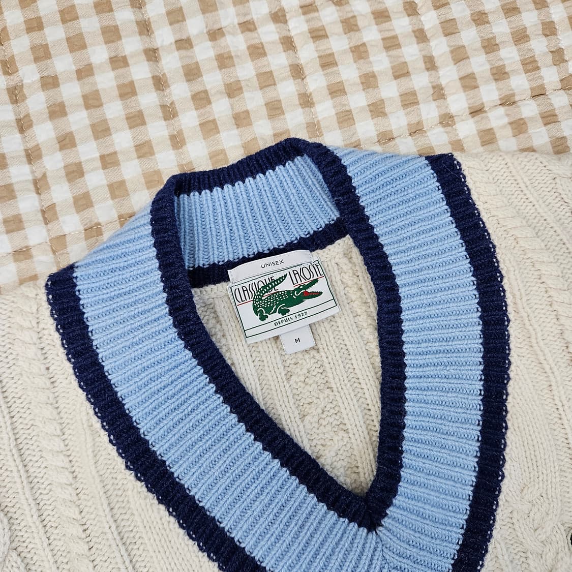 라코스테 브이넥 케이블 니트 스웨터 남자100~105 상품이미지2