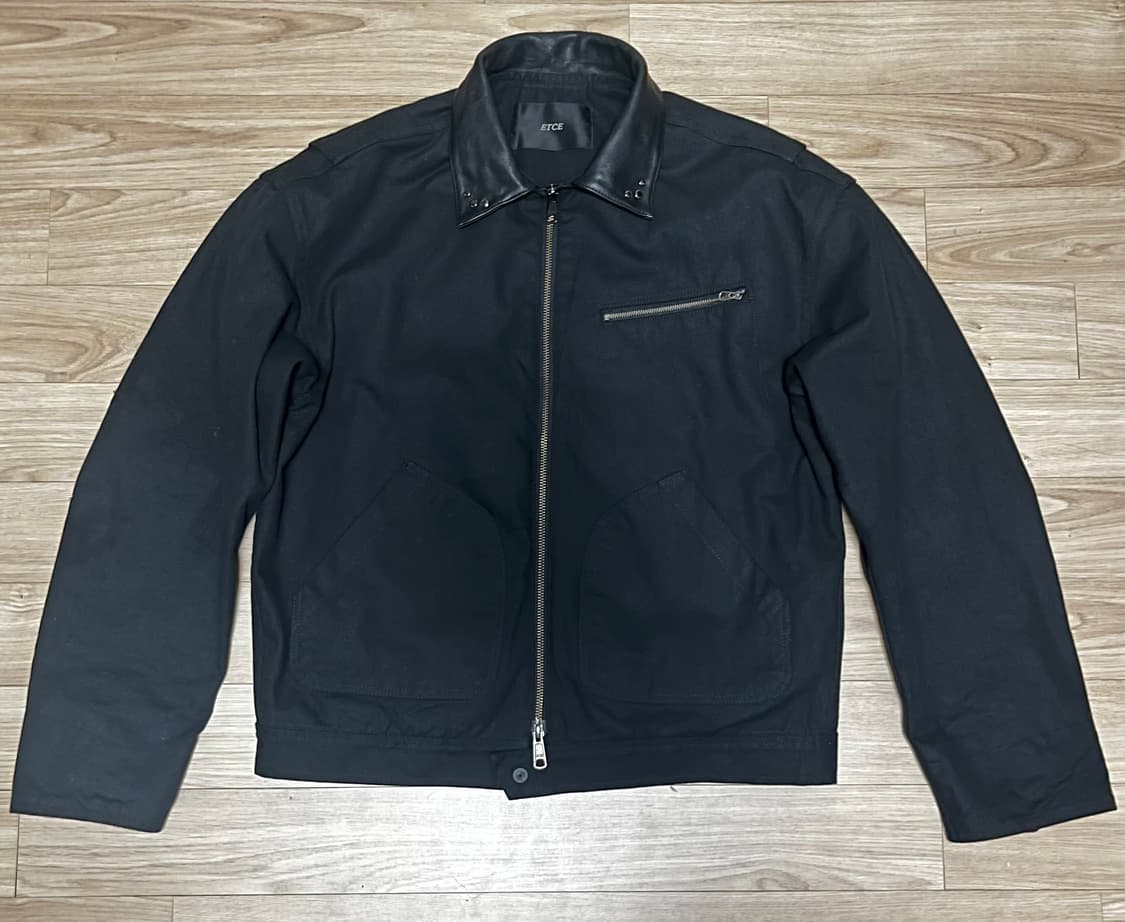 ETCE 빈티지 카라 레더 워크 자켓 블랙 상품이미지1