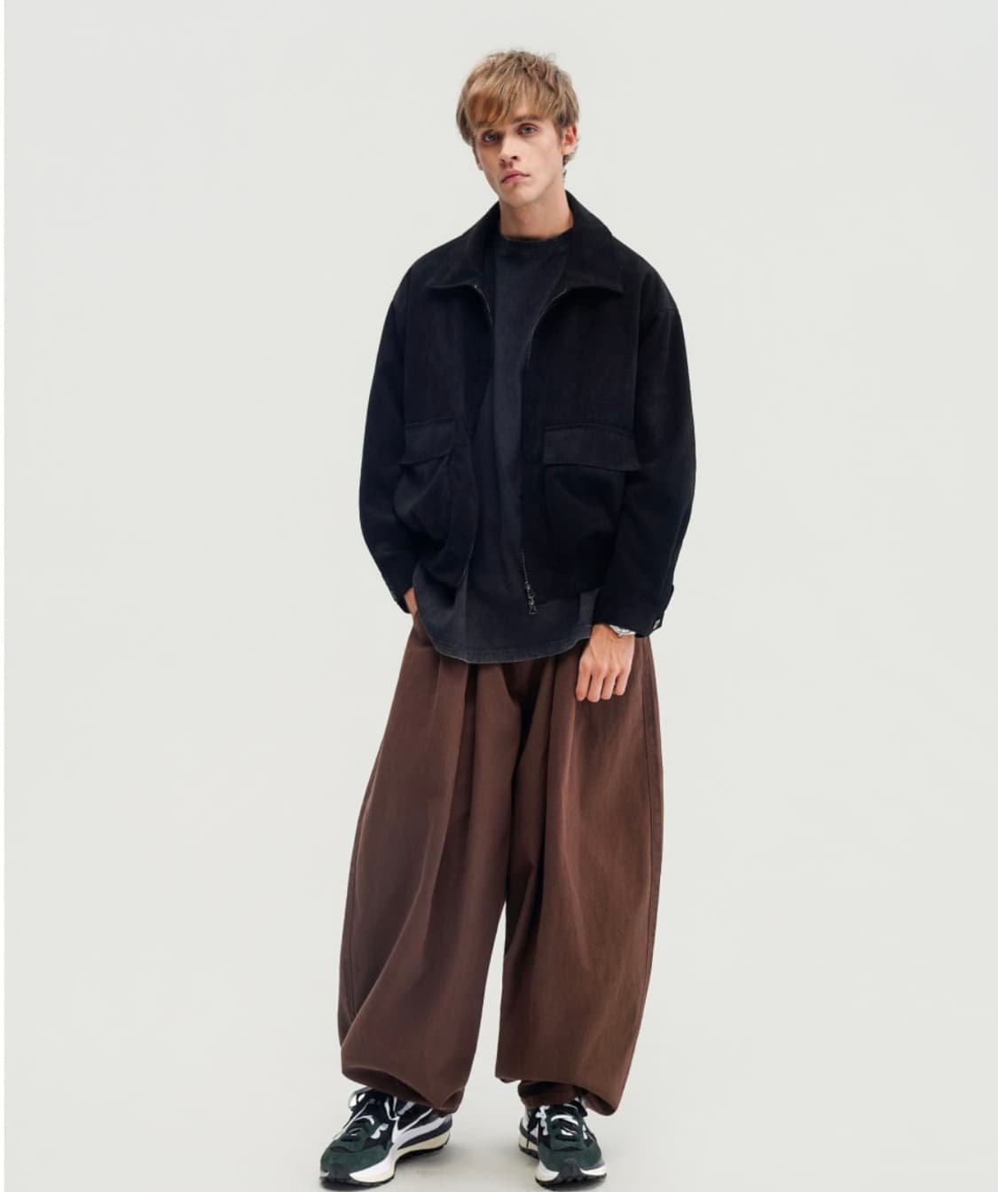 [M] 버클다운 인버티드 턱 벌룬핏 와이드 코튼 팬츠 상품이미지6