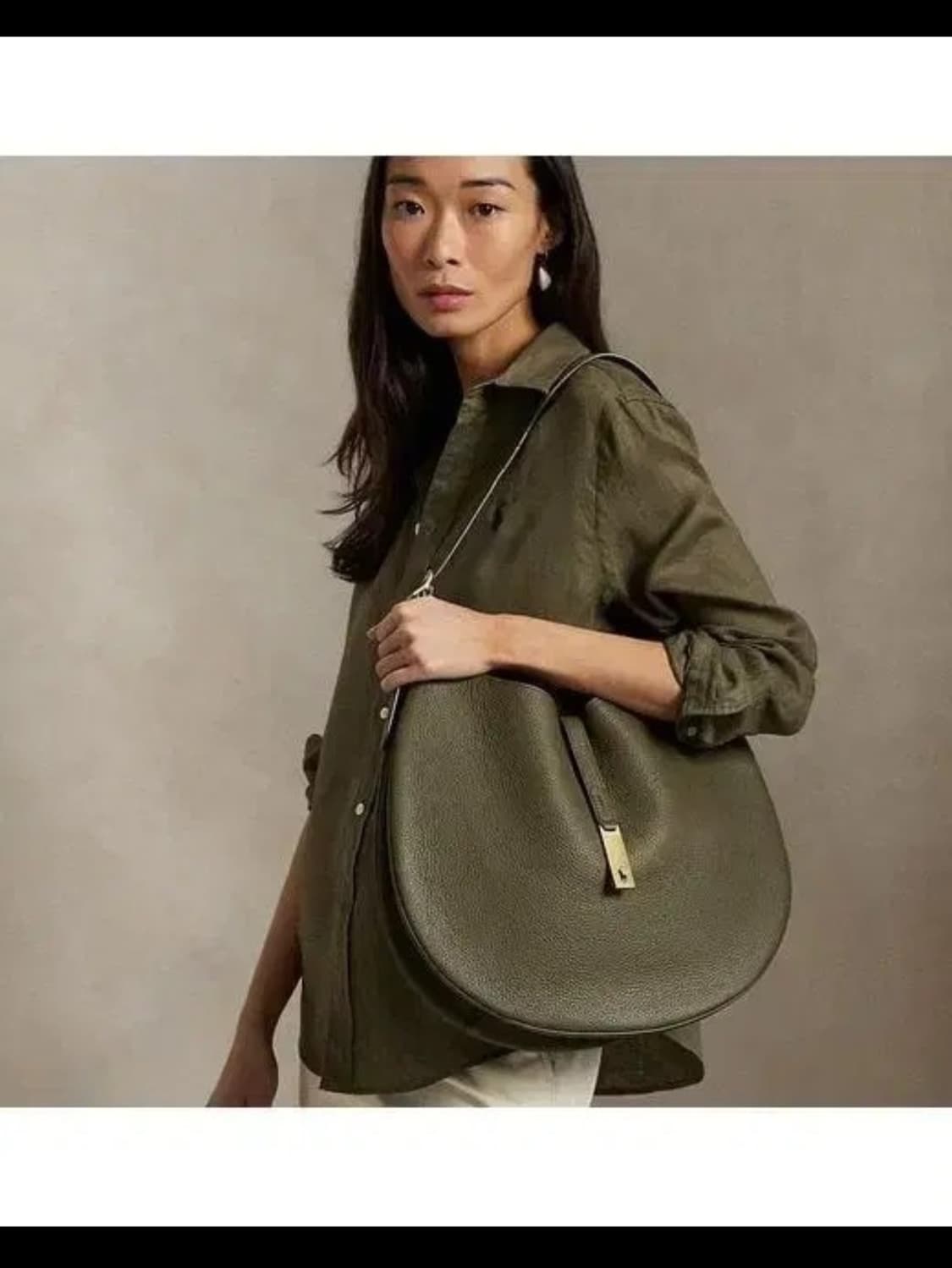 폴로 ID 레더 백 라지 카키 랄프 로렌 가방 상품이미지2