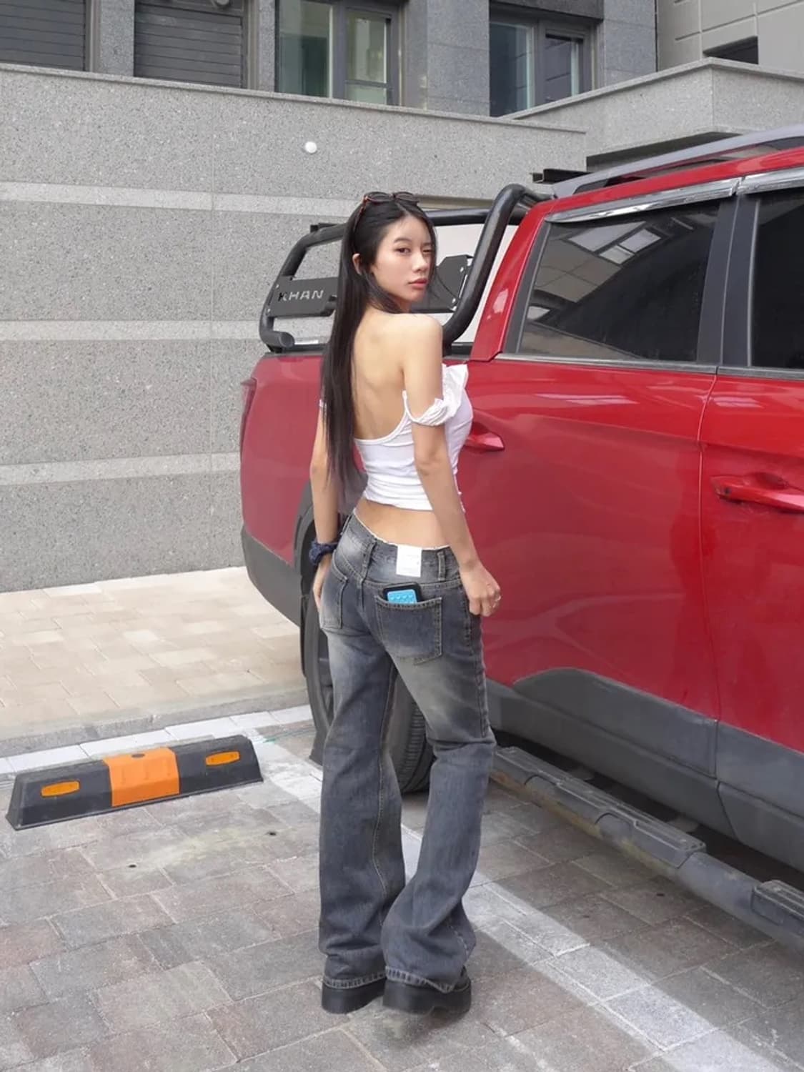 도프 에이블리 절개라인 로우라이즈 부츠컷 팬츠바지 상품이미지3