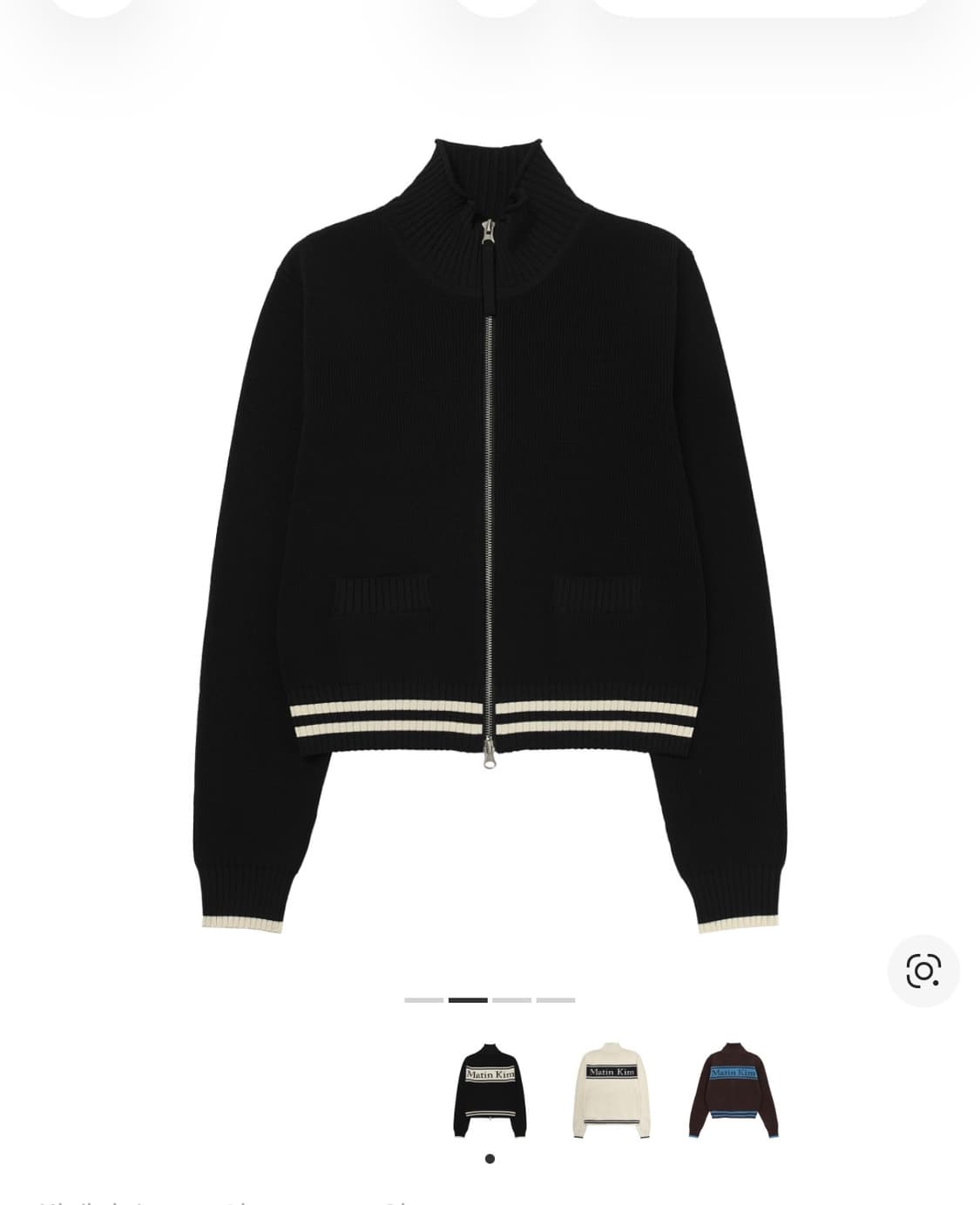 마뗑킴 스펠 포인트 스트라이프 가디건 블랙 상품이미지2