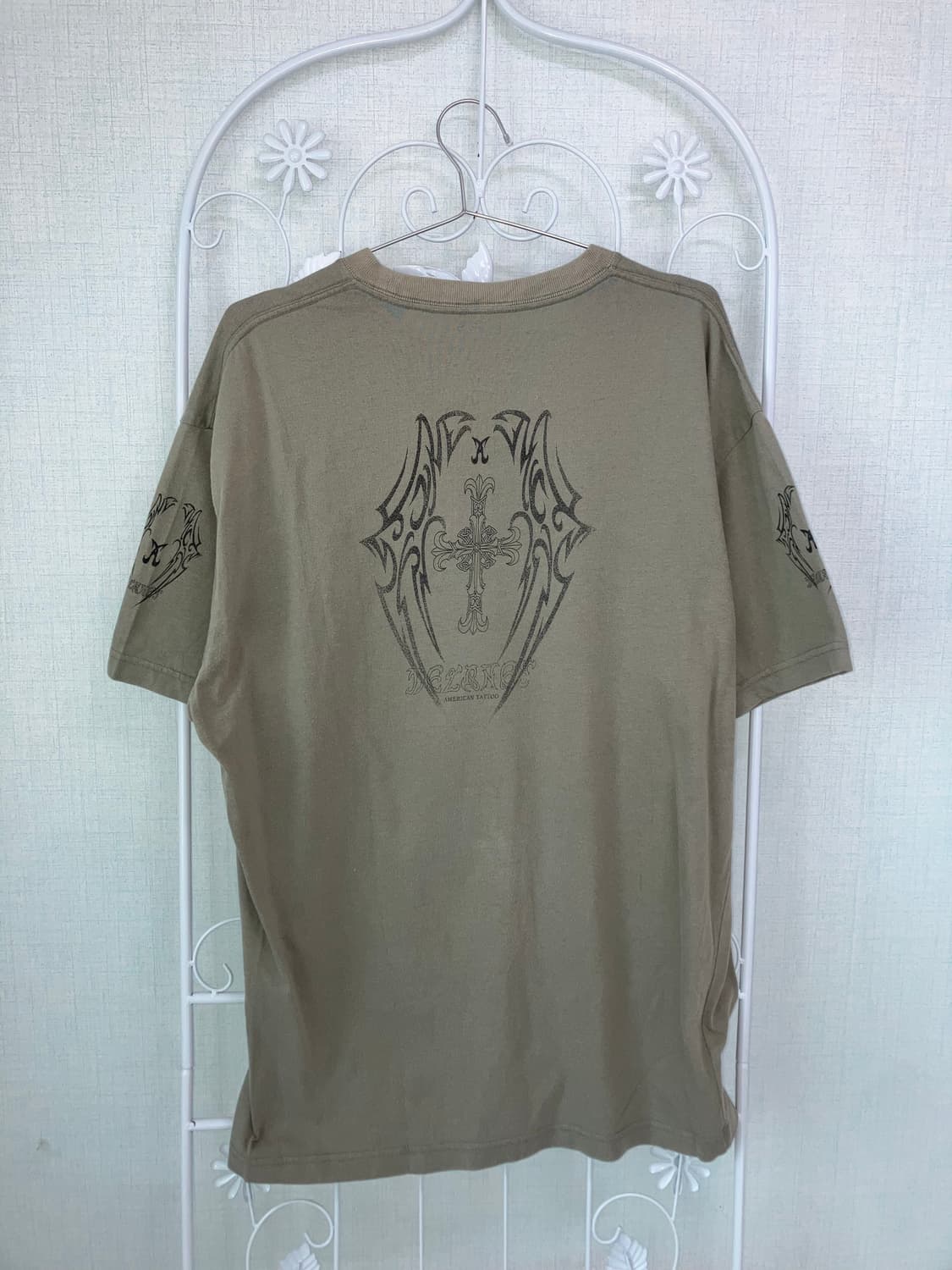 빈티지 카키 레터링 반팔 티셔츠 y2k 스트릿 갸루 펑키503   상품이미지2