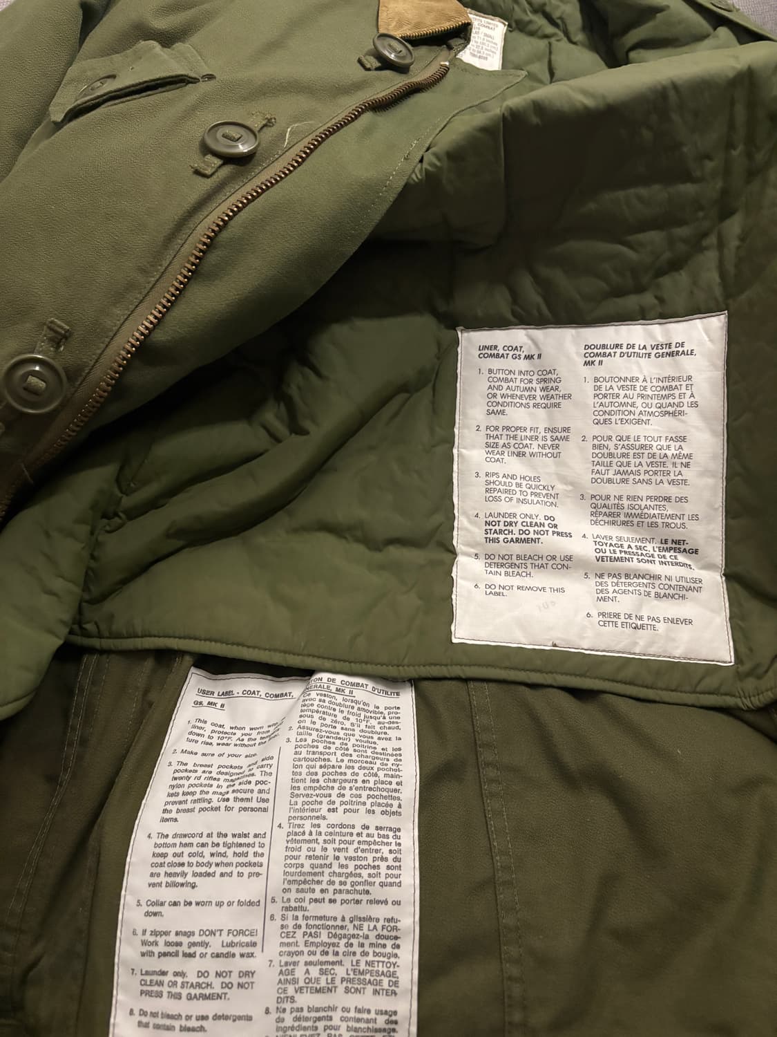 케나다군 컴뱃 자켓 라이너 포함 상품이미지5