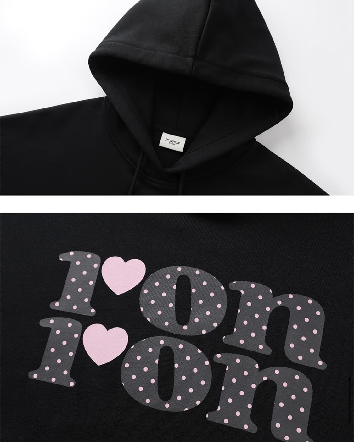 론론 DOT LOGO CROP HOODIE BLACK 상품이미지4