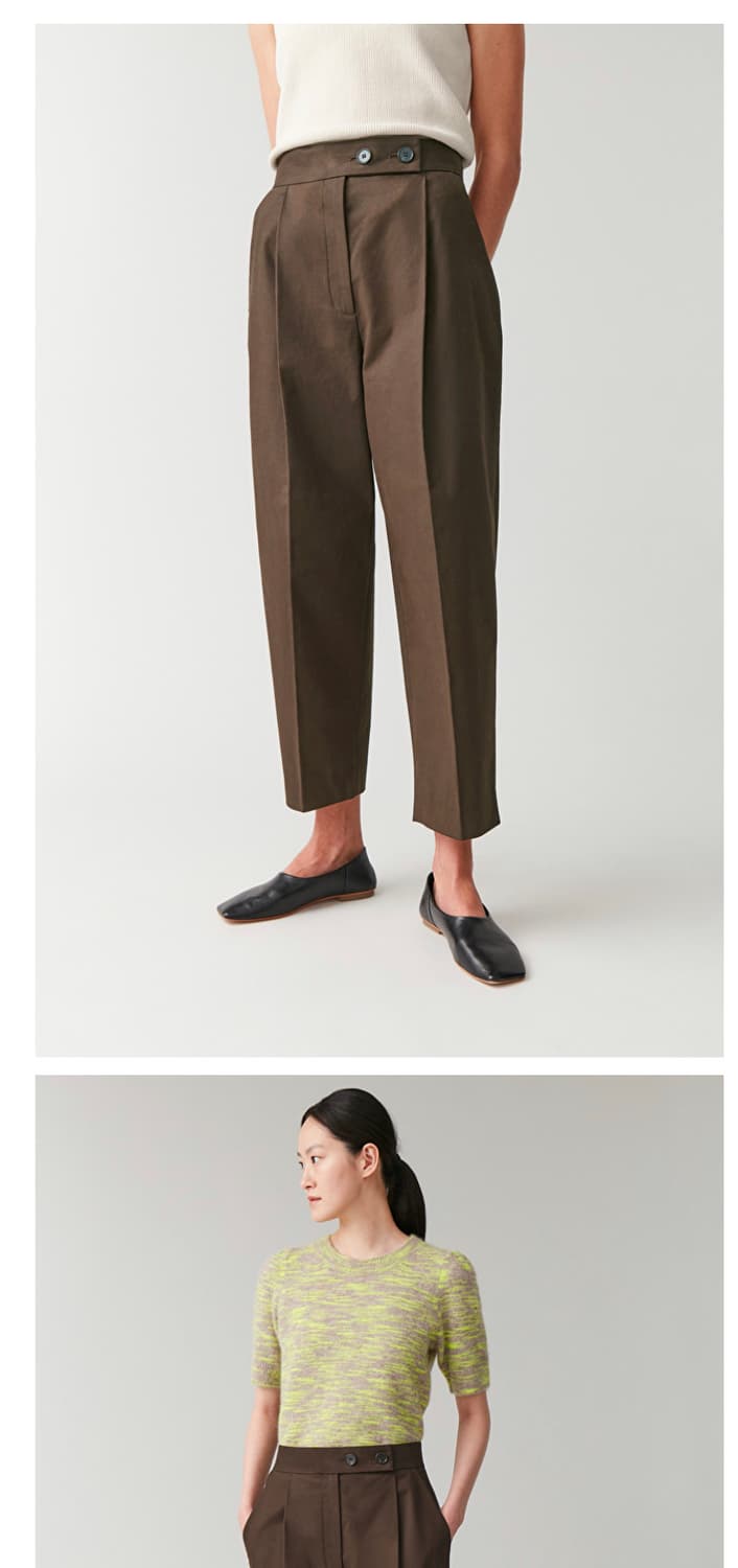 코스/하이웨스트 플리티드 팬츠 다크브라운/38 상품이미지3