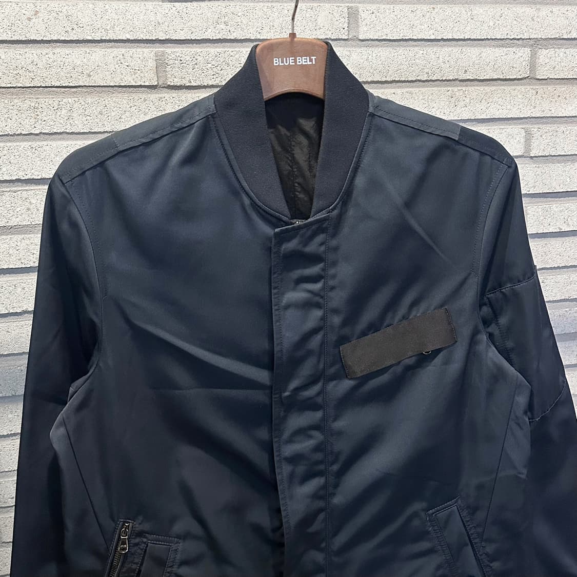 타임 MA-1 롱 봄버 항공점퍼 노카라 소매 지퍼 디테일 네이비 상품이미지3